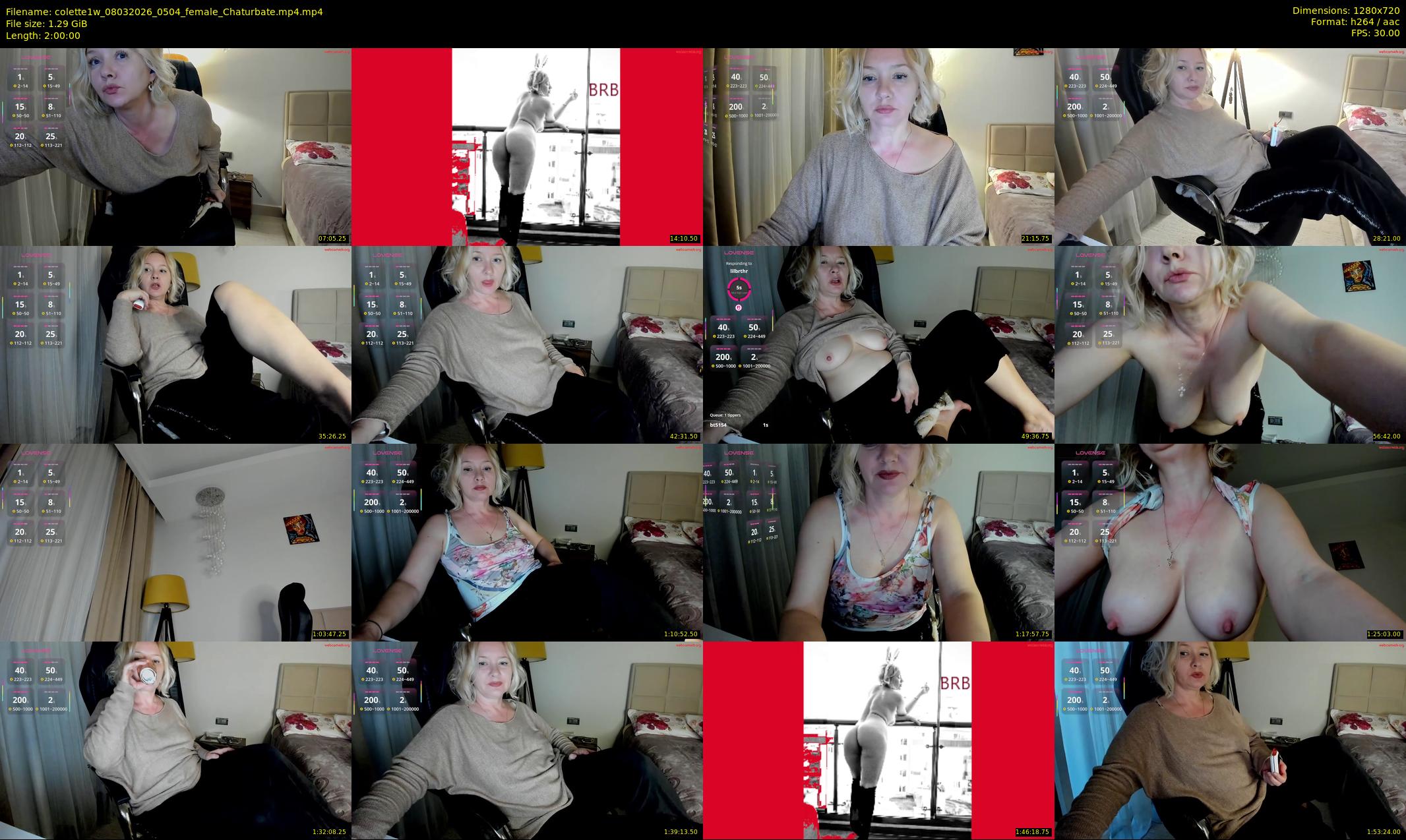 colette1w — 120 minute Chaturbate female cam show recording, 720p, Mar 8, 2026