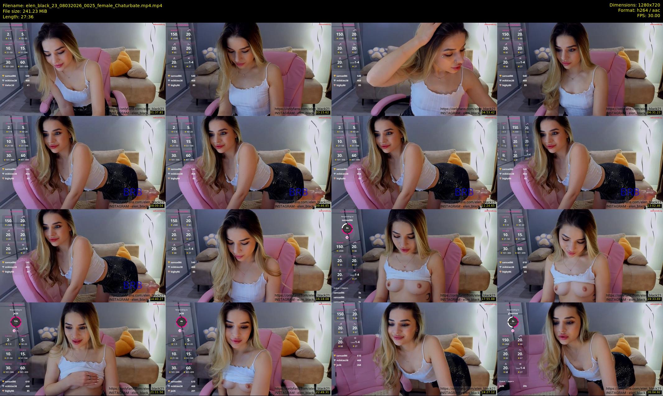 elen_black_23 — 28 minute Chaturbate female cam show recording, 720p, Mar 8, 2026