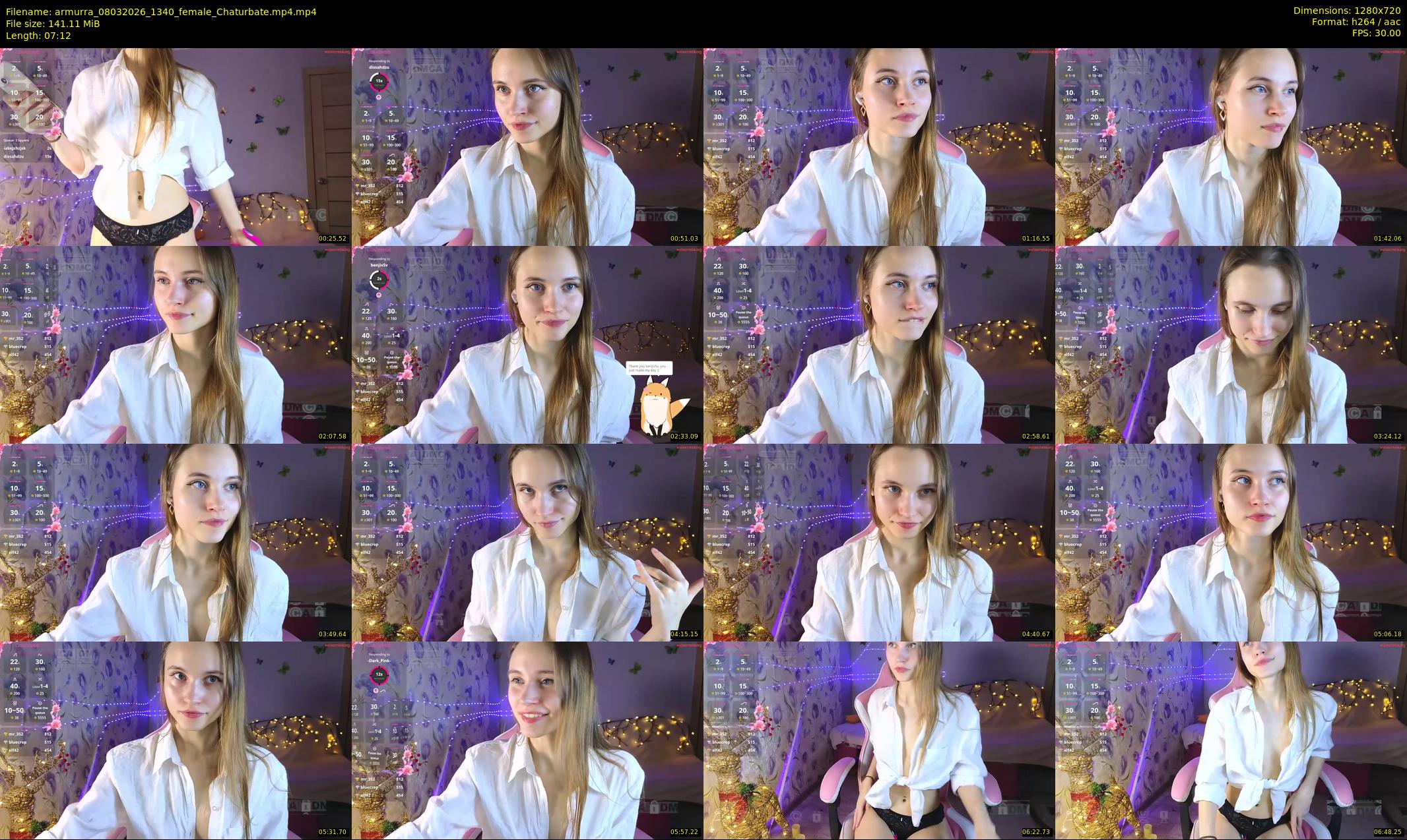 armurra — 8 minute Chaturbate female cam show recording, 720p, Mar 8, 2026
