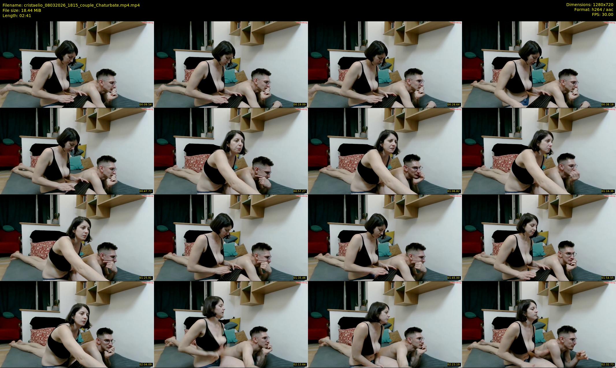 cristaelio — 3 minute Chaturbate couple cam show recording, 720p, Mar 8, 2026