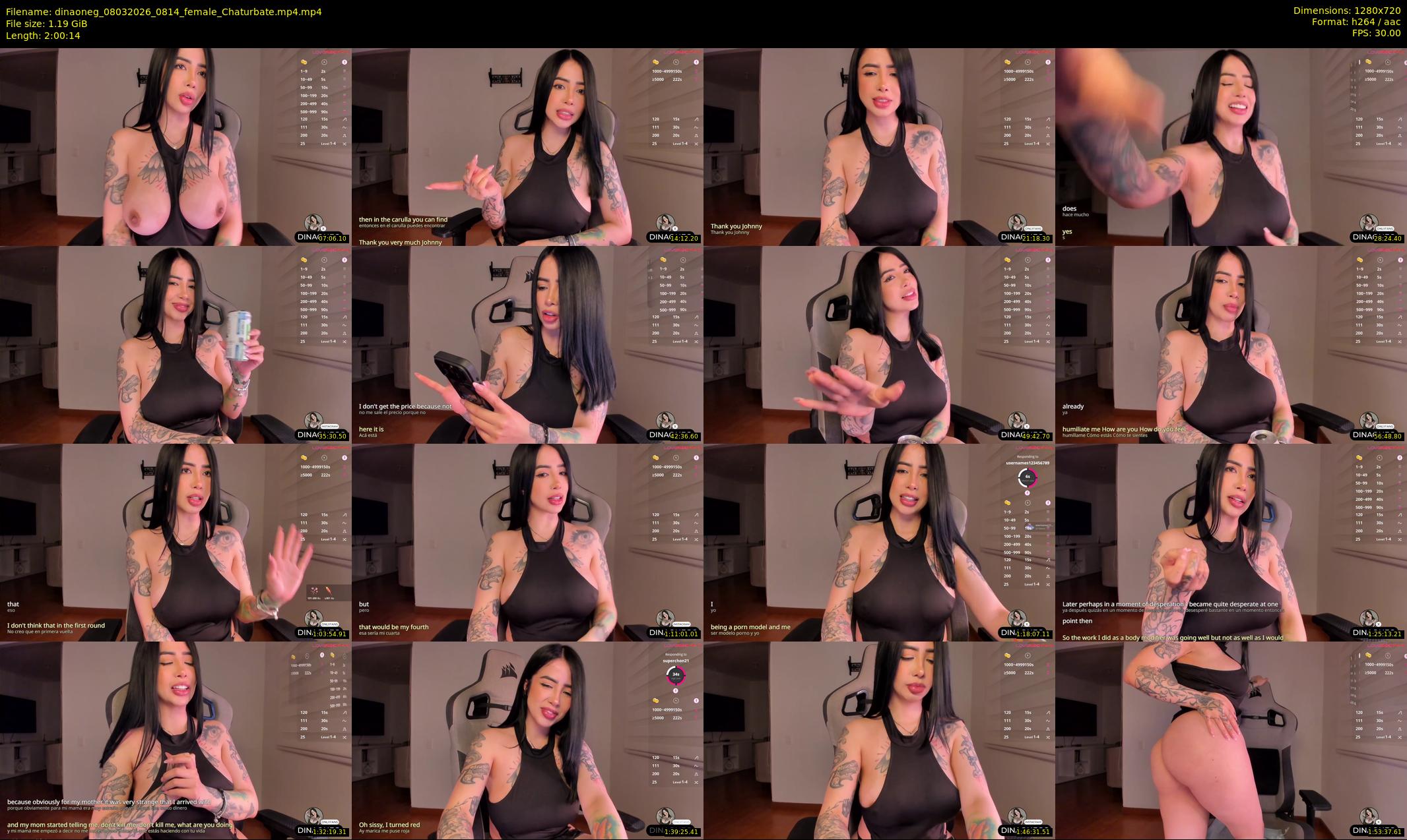 dinaoneg — 121 minute Chaturbate female cam show recording, 720p, Mar 8, 2026