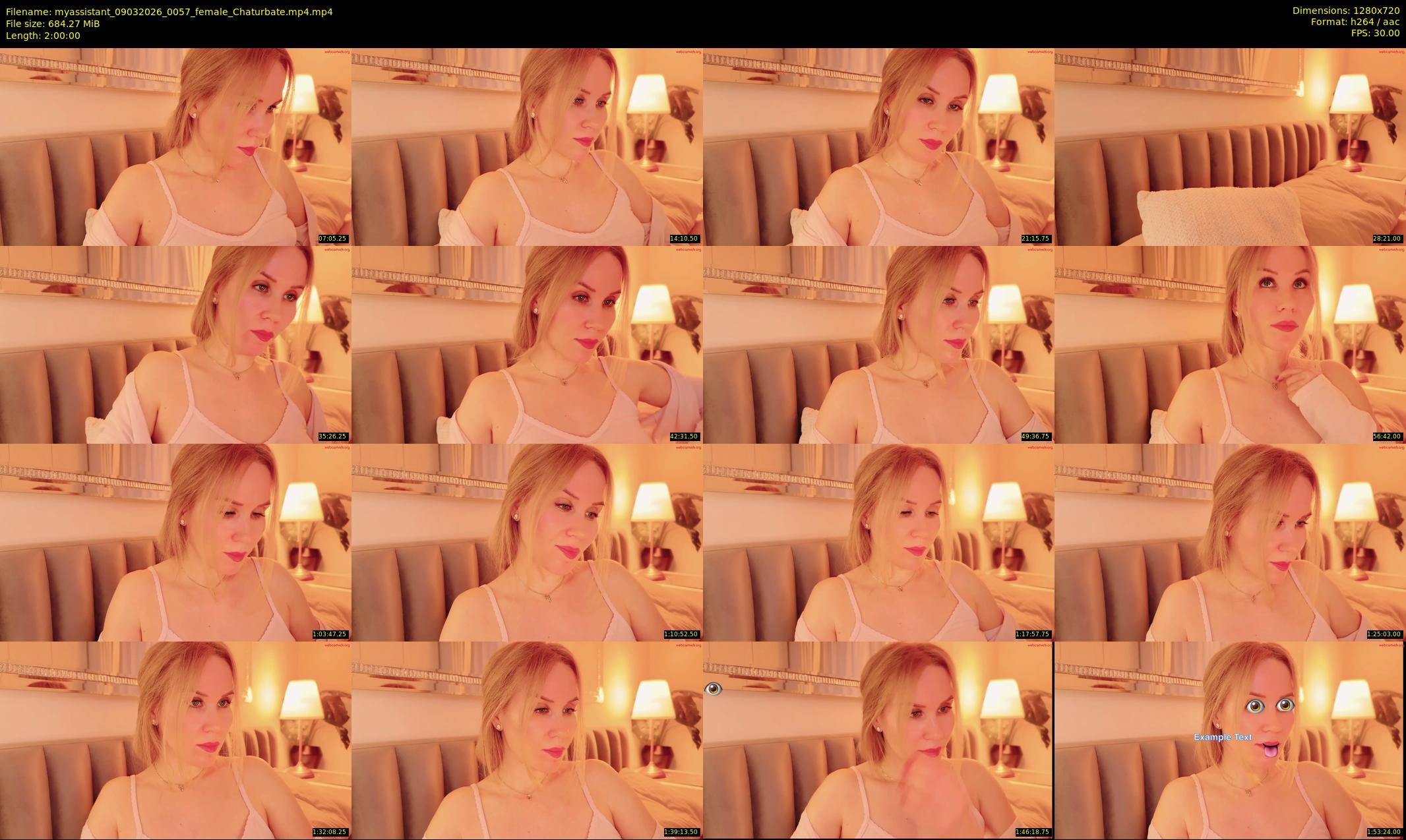 myassistant — 120 minute Chaturbate female cam show recording, 720p, Mar 9, 2026
