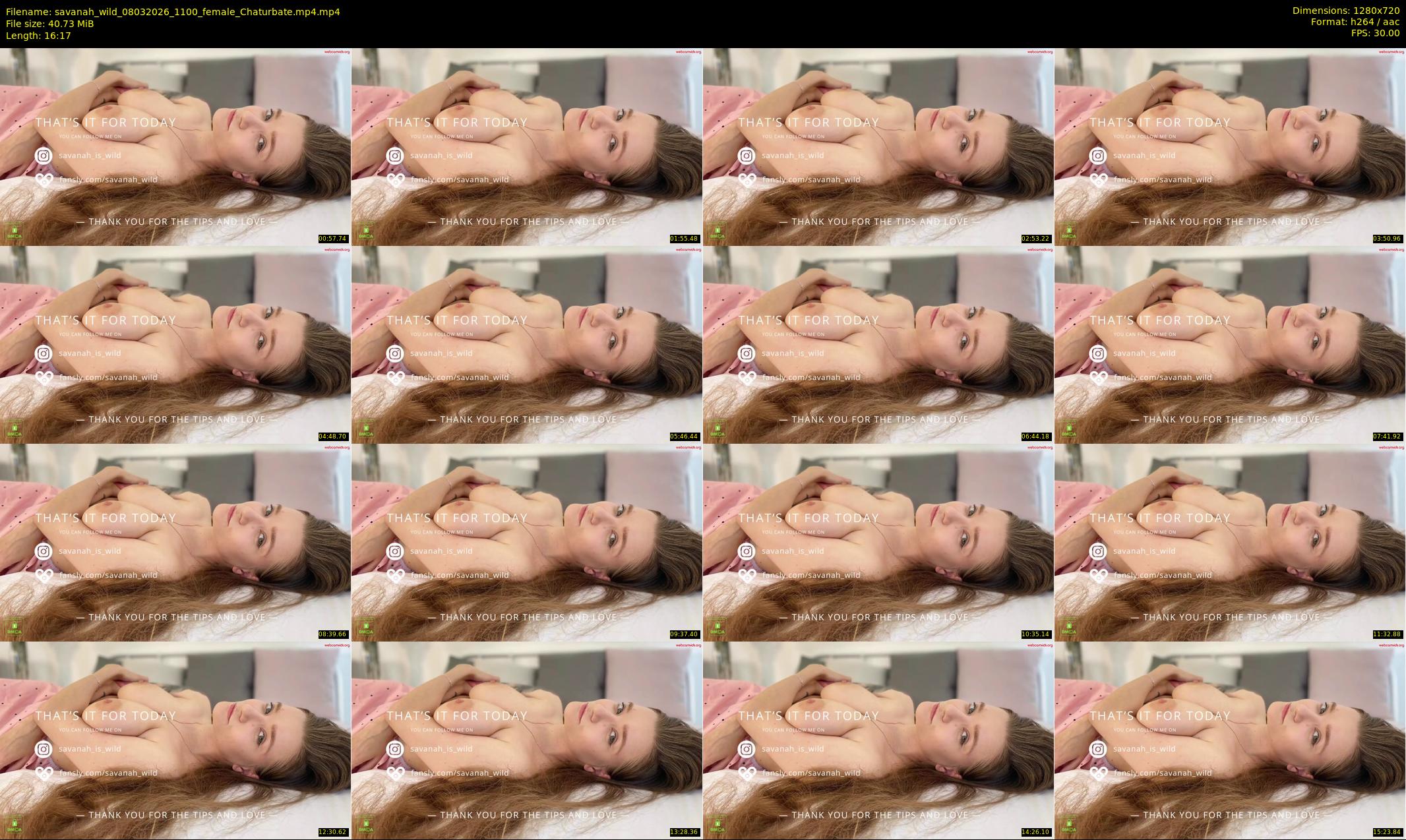 savanah_wild — 17 minute Chaturbate female cam show recording, 720p, Mar 8, 2026