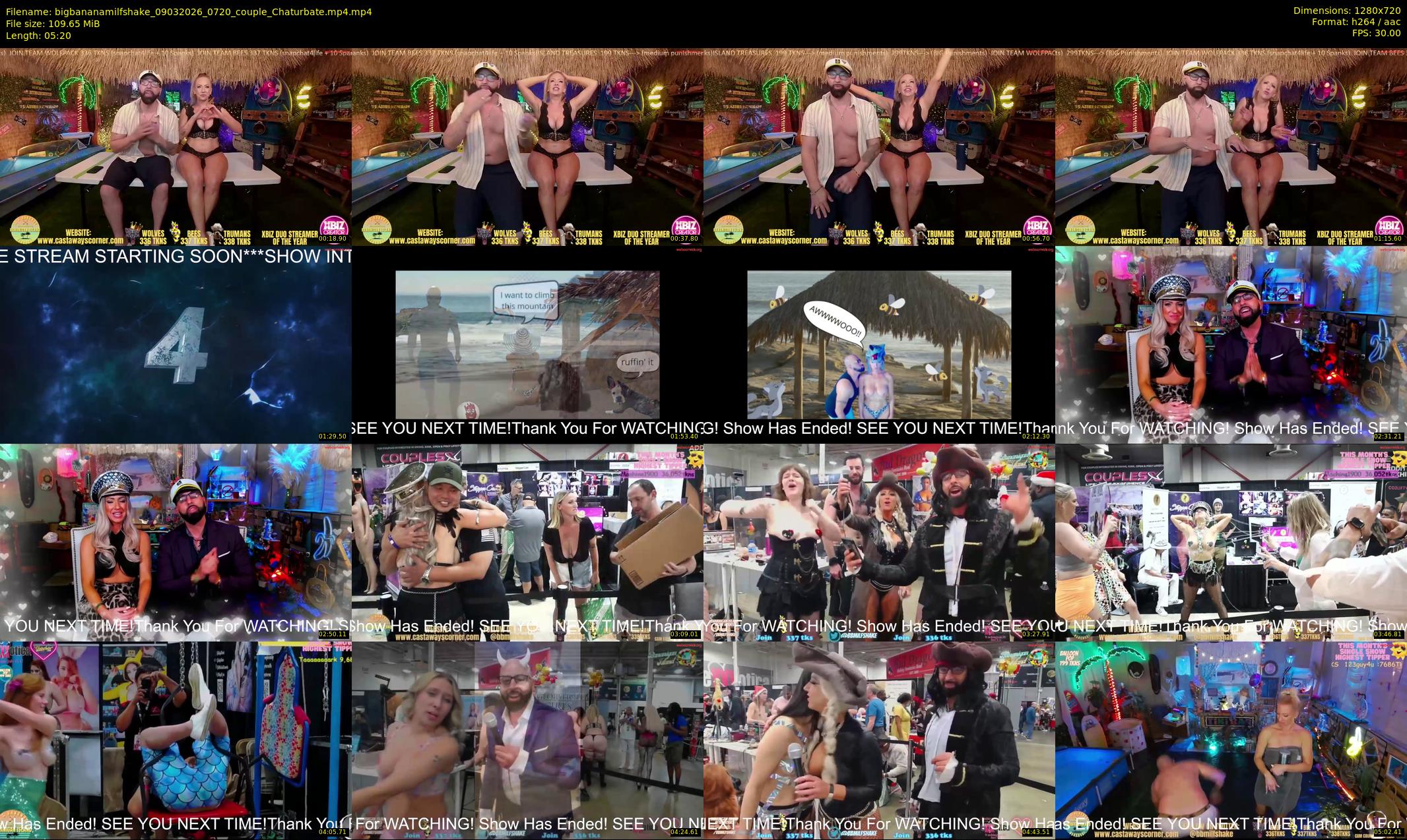 bigbananamilfshake — 6 minute Chaturbate couple cam show recording, 720p, Mar 9, 2026