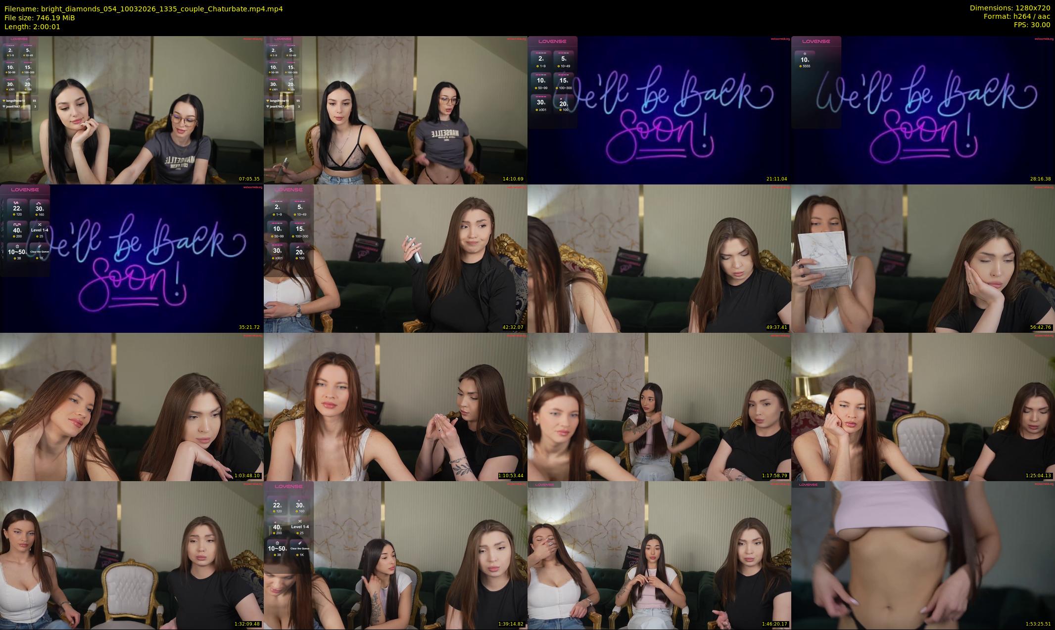 bright_diamonds_054 — 121 minute Chaturbate couple cam show recording, 720p, Mar 10, 2026
