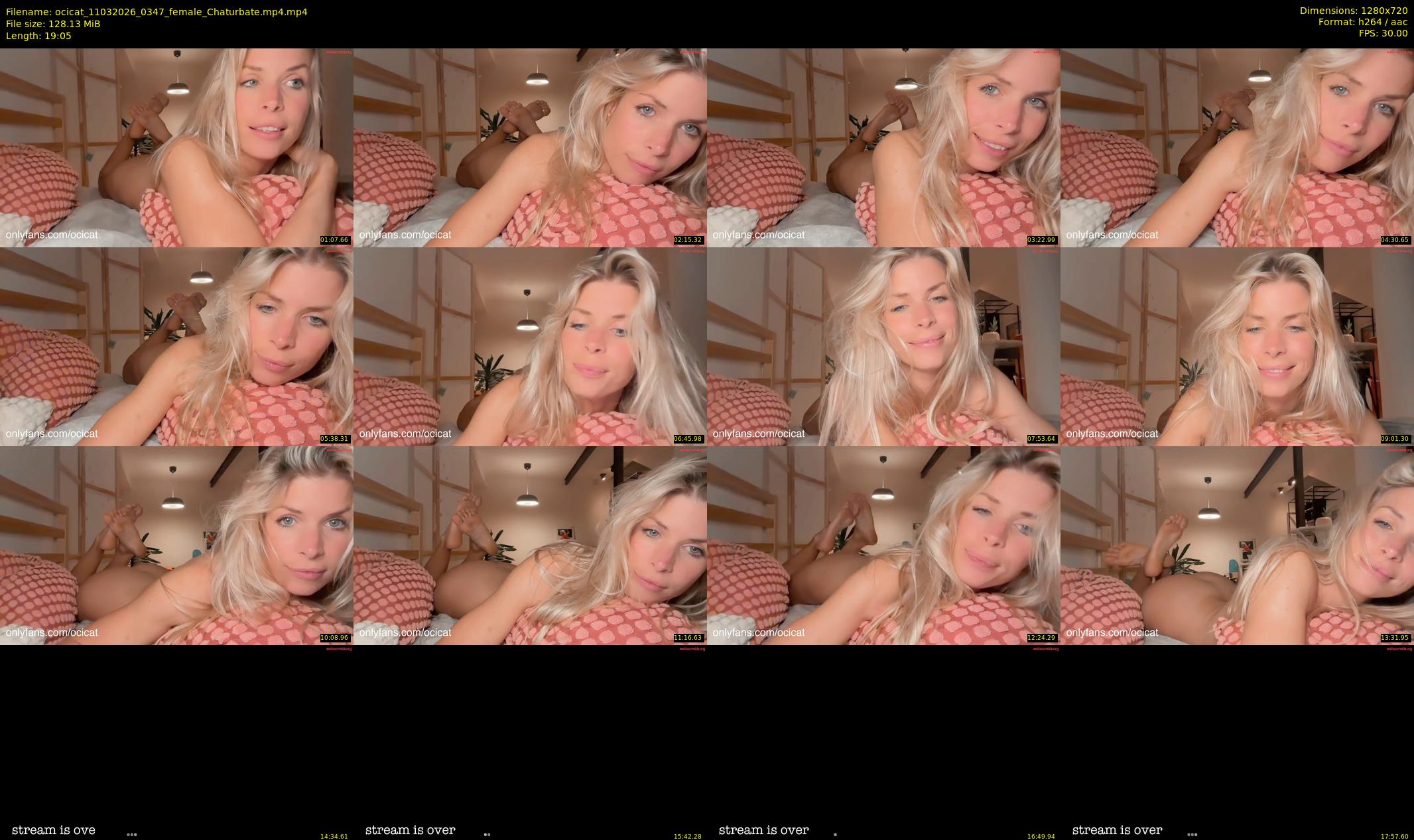 ocicat — 20 minute Chaturbate female cam show recording, 720p, Mar 11, 2026