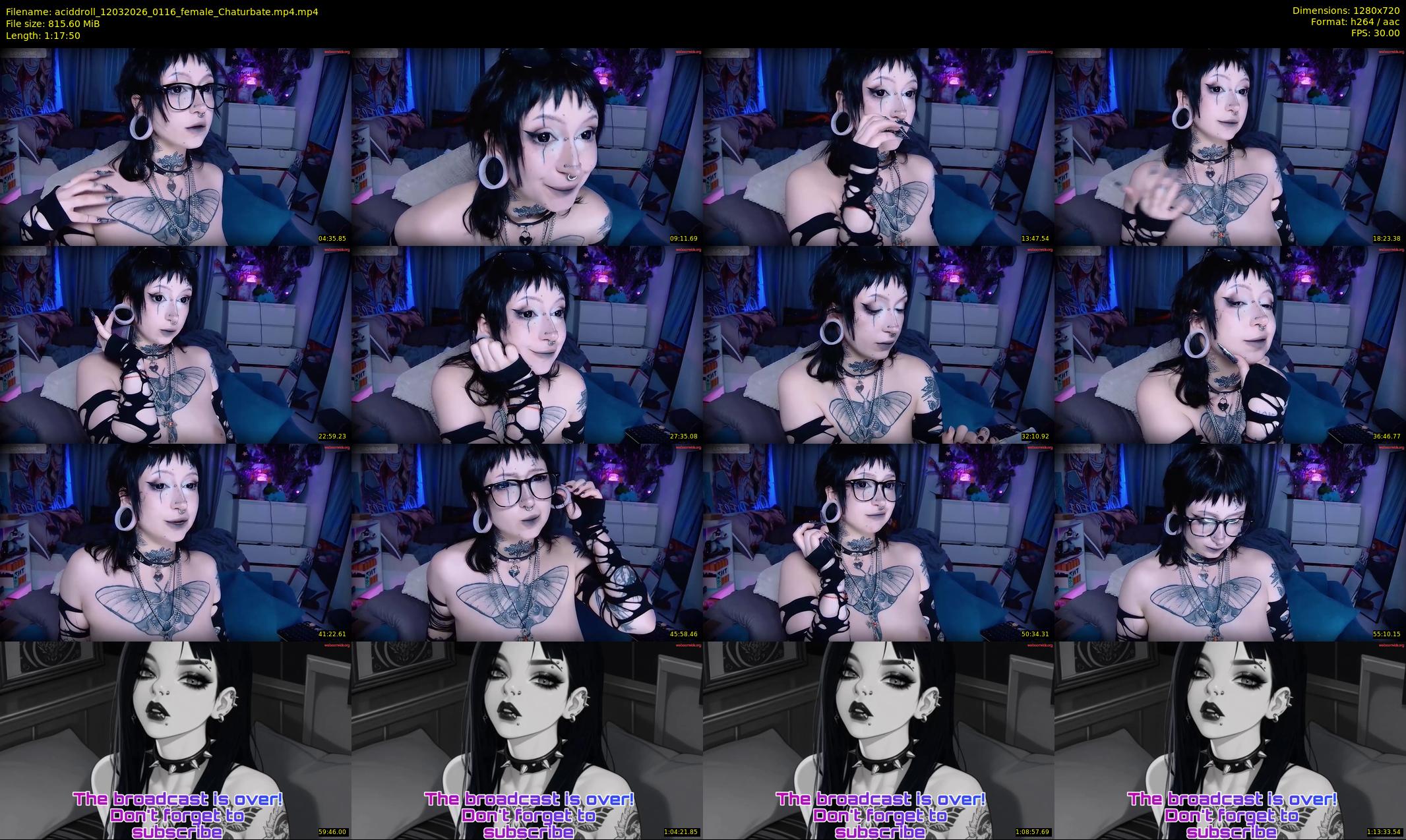 aciddroll — 78 minute Chaturbate female cam show recording, 720p, Mar 12, 2026