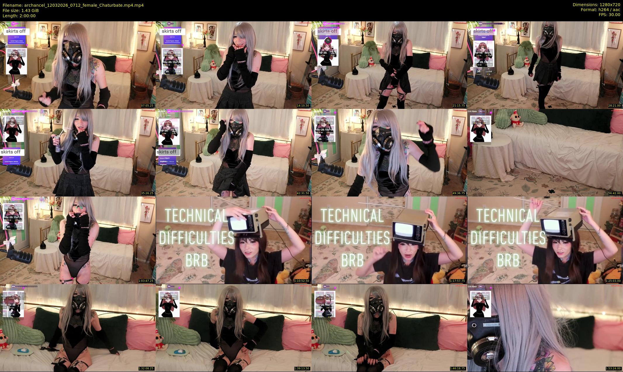 archancel — 120 minute Chaturbate female cam show recording, 720p, Mar 12, 2026