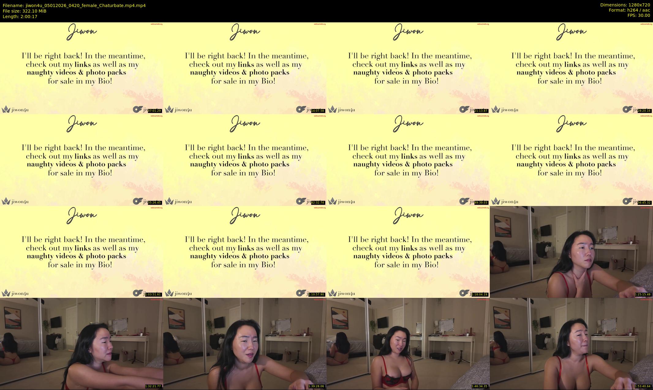 jiwon4u — 121 minute Chaturbate female cam show recording, 720p, Jan 5, 2026