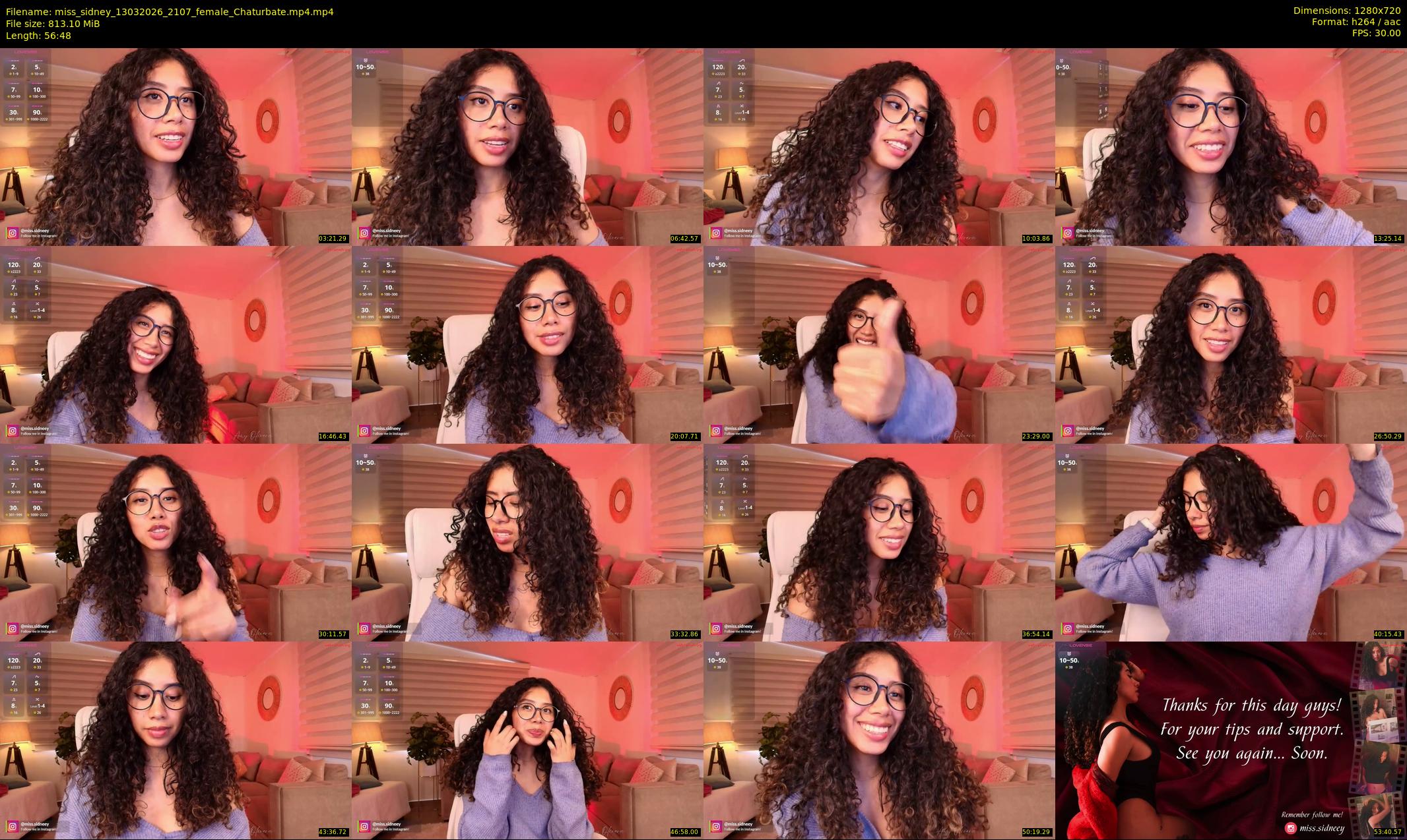 miss_sidney — 57 minute Chaturbate female cam show recording, 720p, Mar 13, 2026