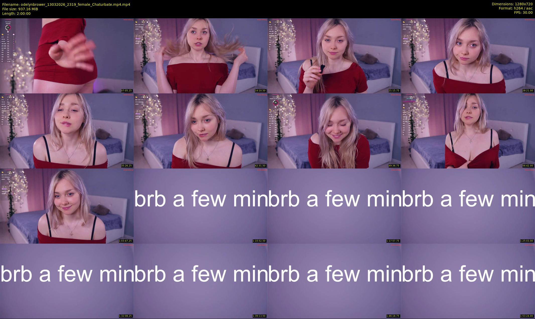odelynbrower — 120 minute Chaturbate female cam show recording, 720p, Mar 13, 2026