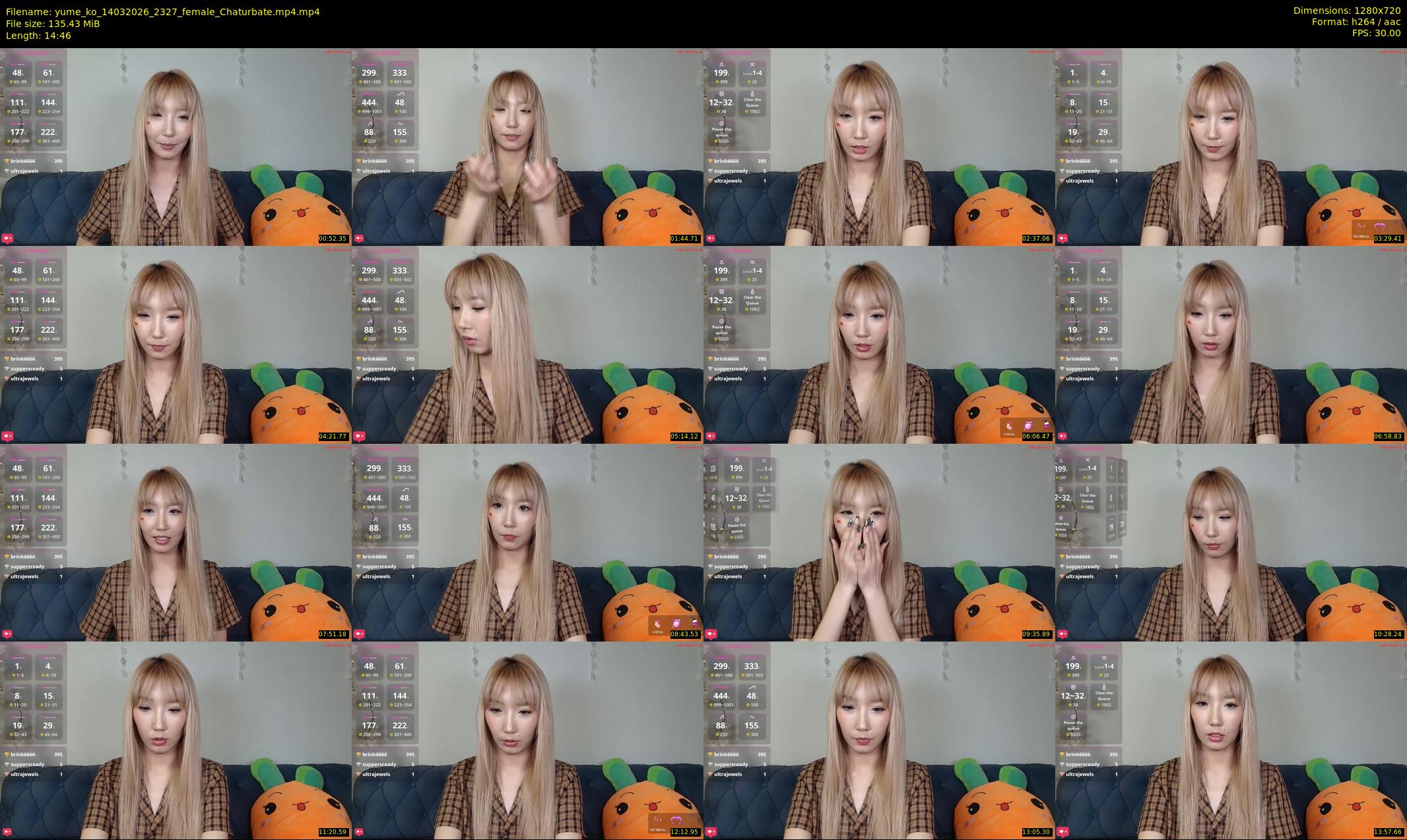 yume_ko — 15 minute Chaturbate female cam show recording, 720p, Mar 14, 2026