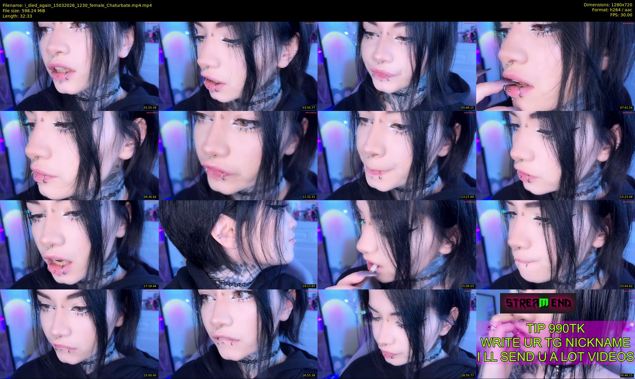i_died_again — 33 minute Chaturbate female cam show recording, 720p, Mar 15, 2026