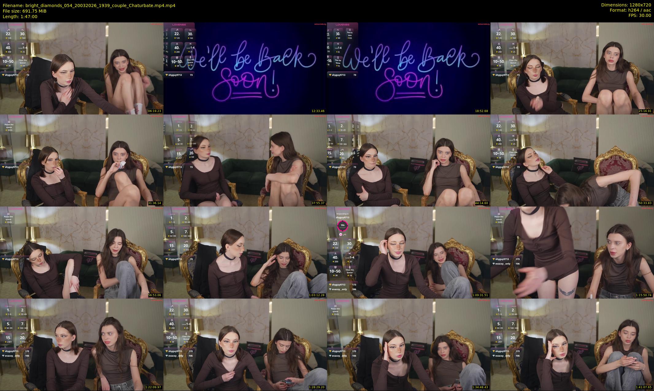bright_diamonds_054 — 107 minute Chaturbate couple cam show recording, 720p, Mar 20, 2026