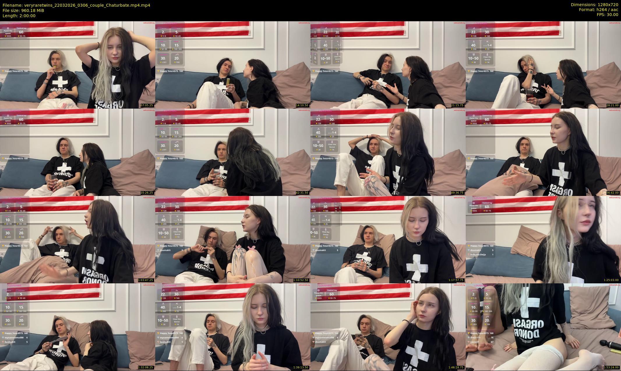 veryraretwins — 120 minute Chaturbate couple cam show recording, 720p, Mar 22, 2026