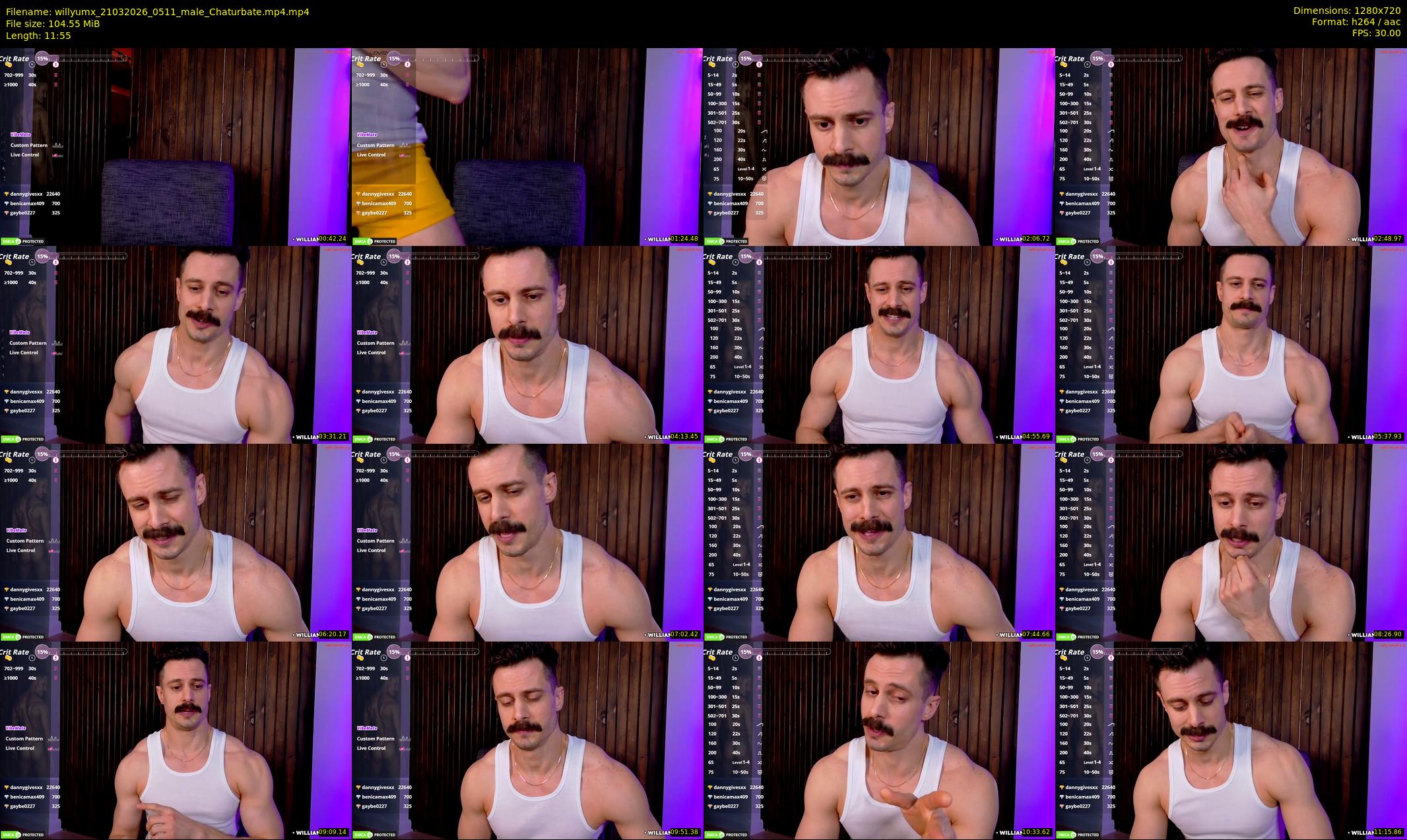 willyumx — 12 minute Chaturbate male cam show recording, 720p, Mar 21, 2026