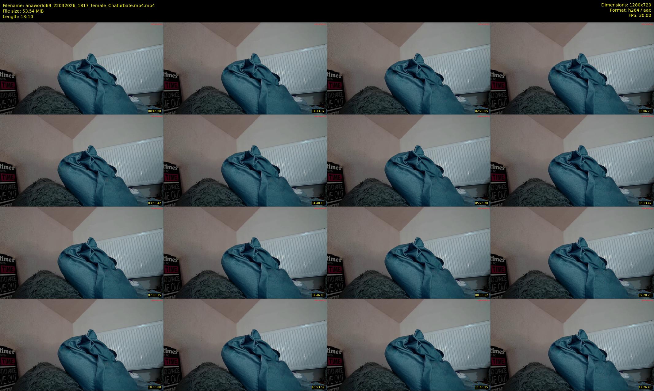 anaworld69 — 14 minute Chaturbate female cam show recording, 720p, Mar 22, 2026