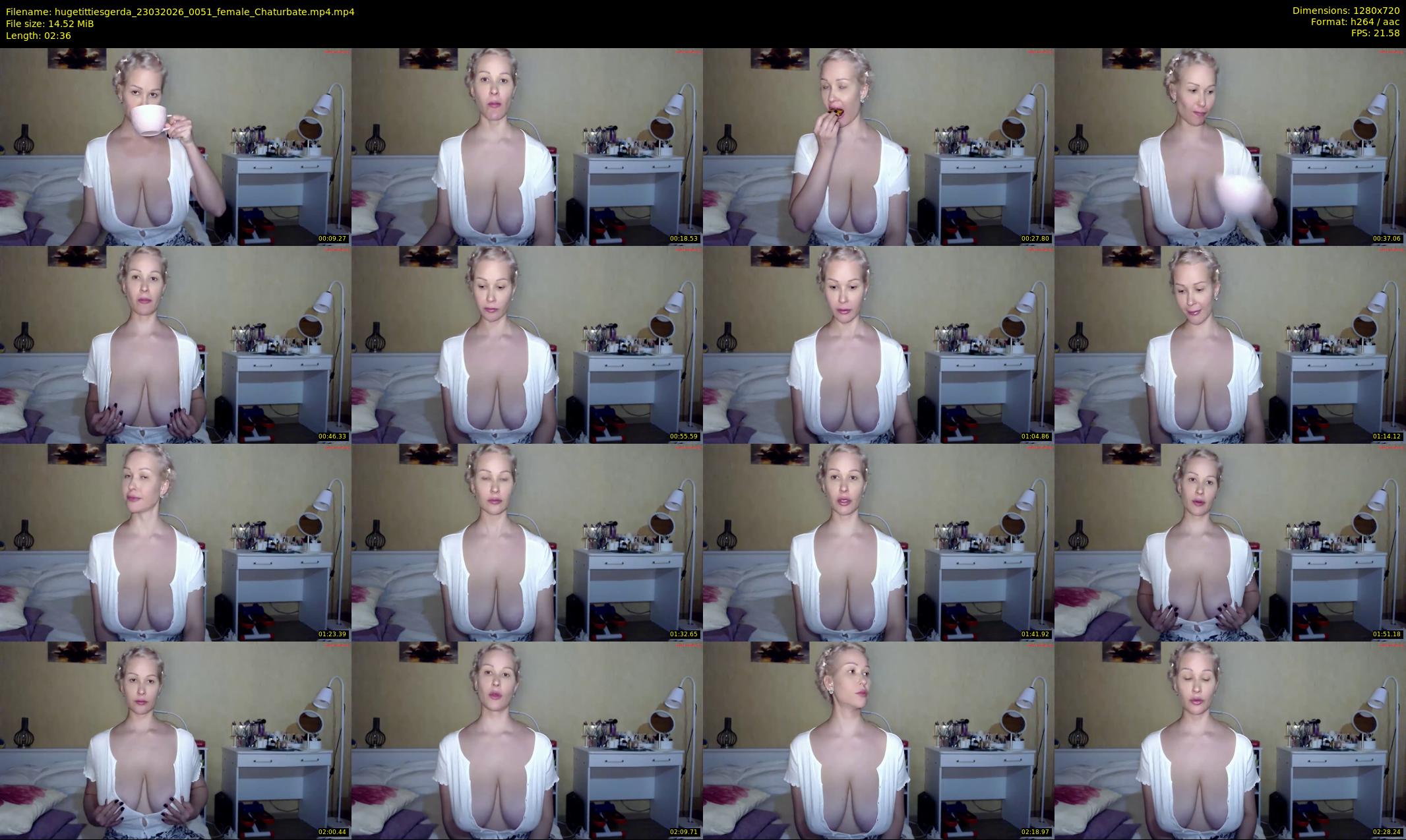 hugetittiesgerda — 3 minute Chaturbate female cam show recording, 720p, Mar 23, 2026