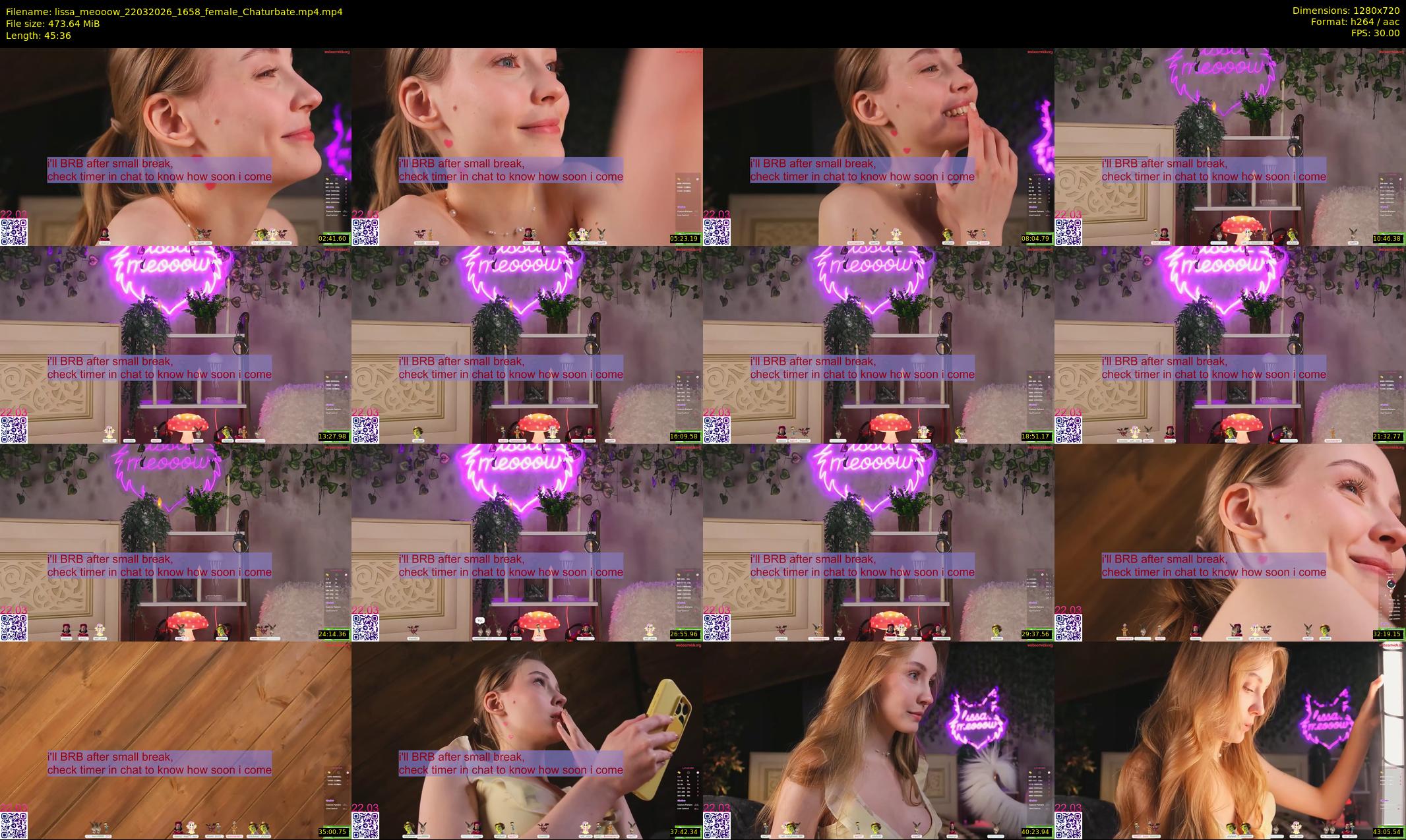 lissa_meooow — 46 minute Chaturbate female cam show recording, 720p, Mar 22, 2026
