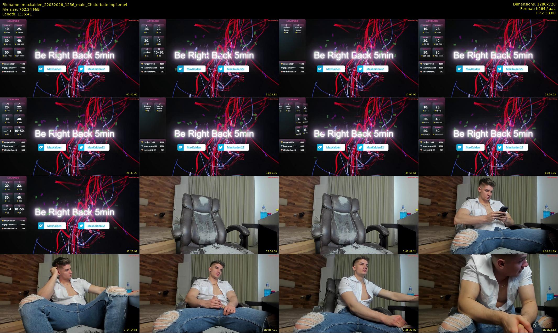 maxkaiden — 97 minute Chaturbate male cam show recording, 720p, Mar 22, 2026