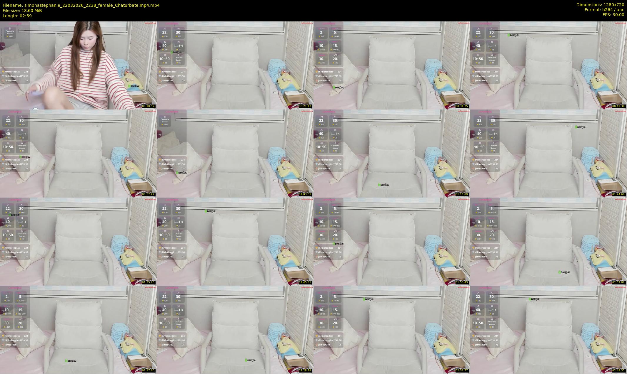 simonastephanie — 3 minute Chaturbate female cam show recording, 720p, Mar 22, 2026
