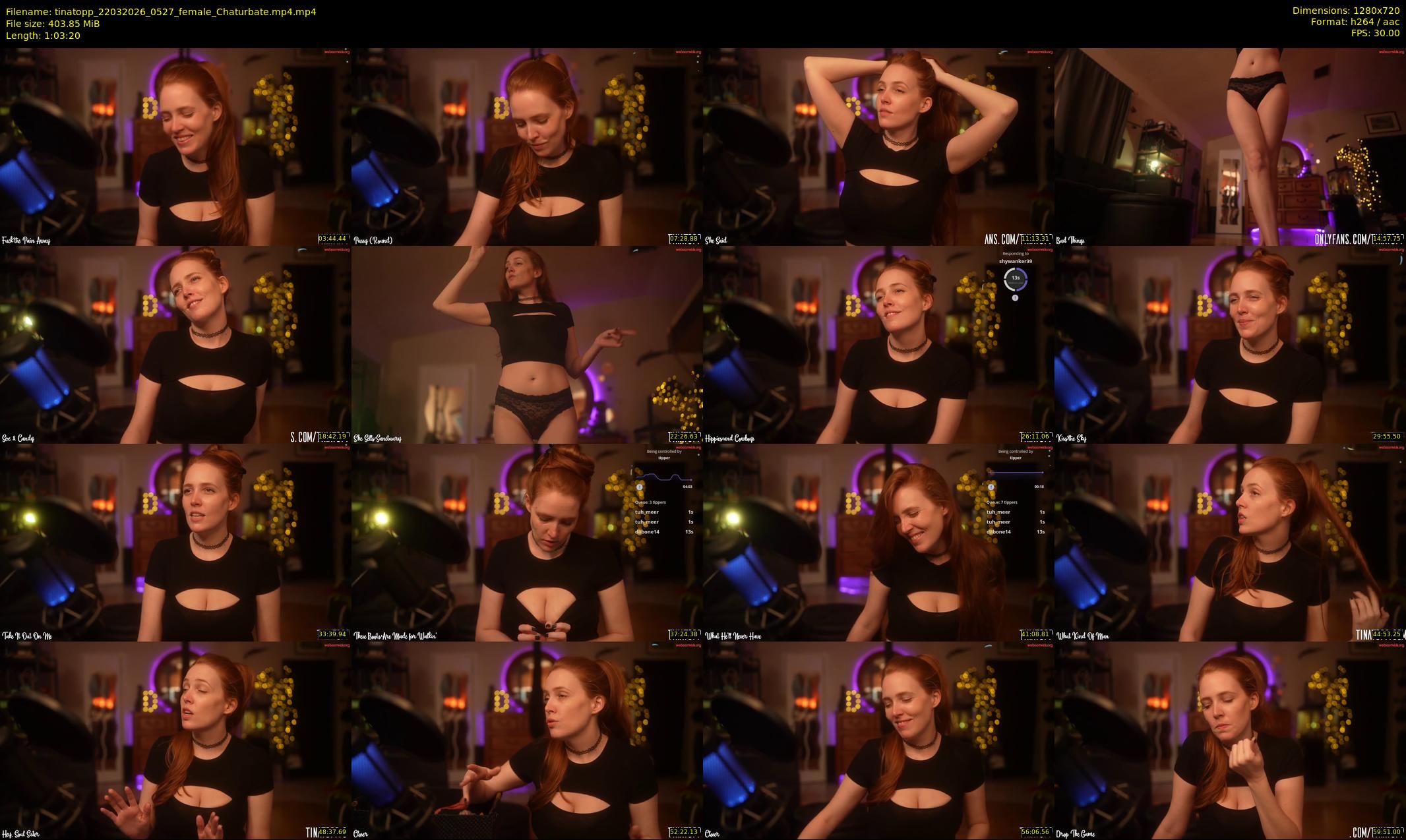 tinatopp — 64 minute Chaturbate female cam show recording, 720p, Mar 22, 2026