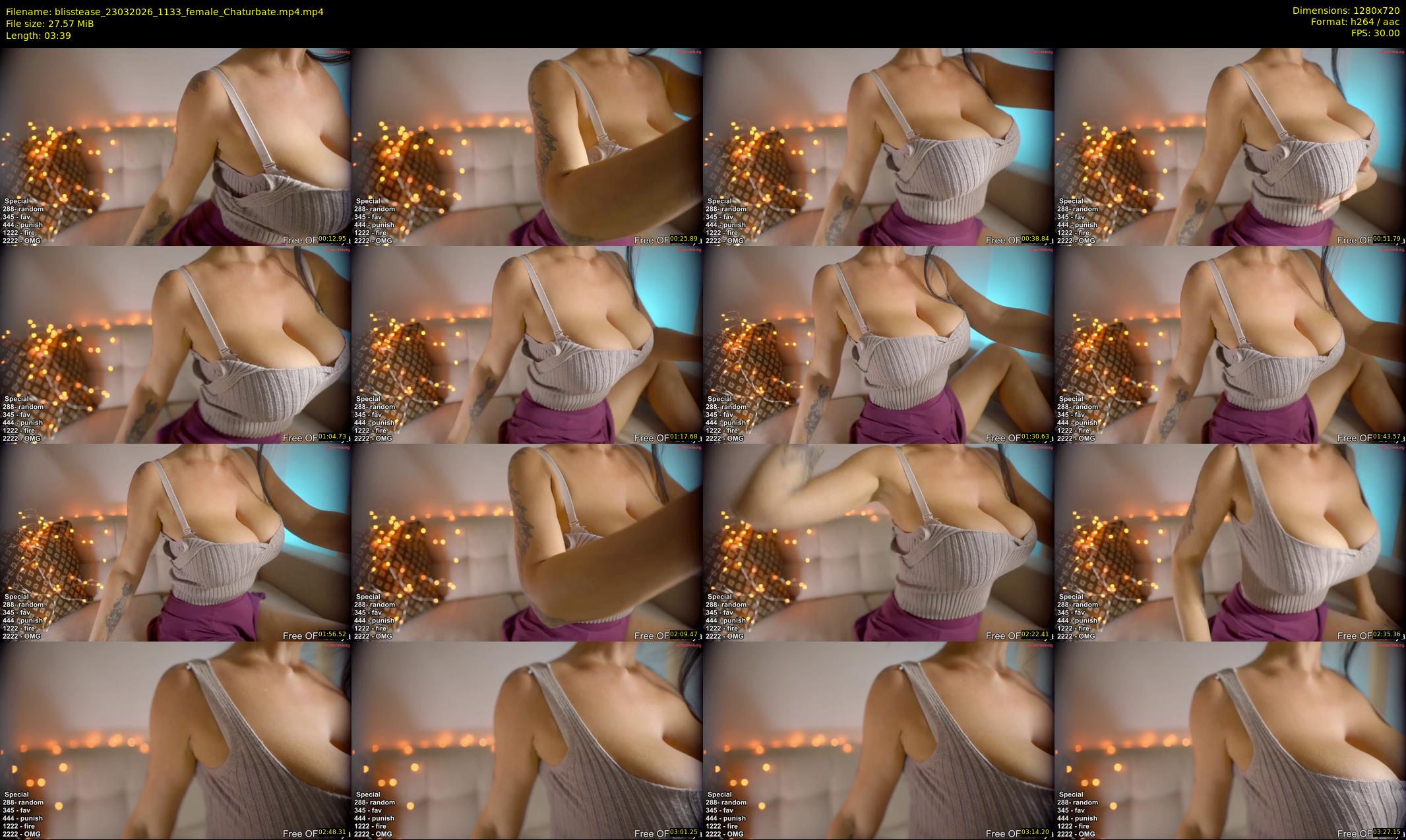 blisstease — 4 minute Chaturbate female cam show recording, 720p, Mar 23, 2026