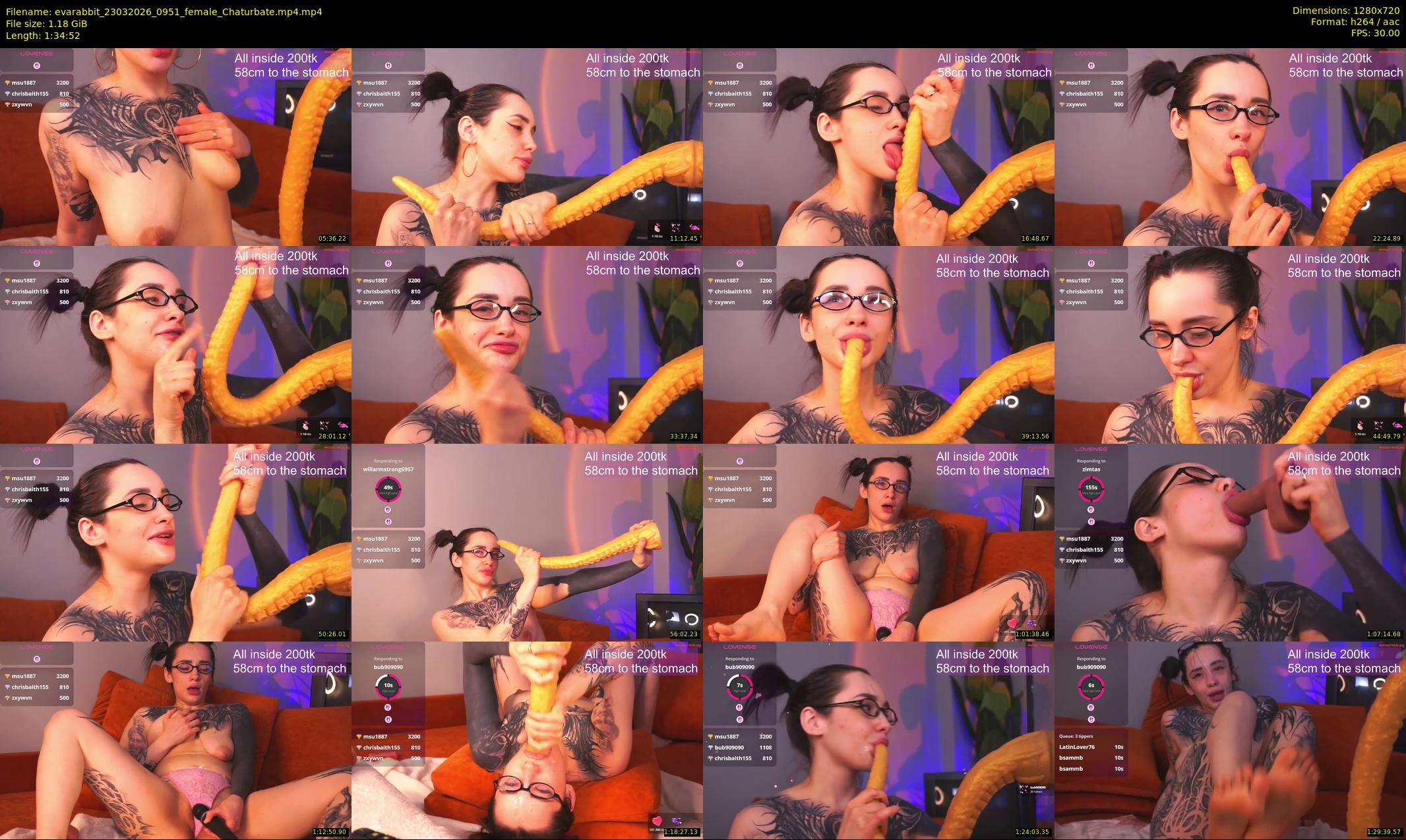 evarabbit — 95 minute Chaturbate female cam show recording, 720p, Mar 23, 2026