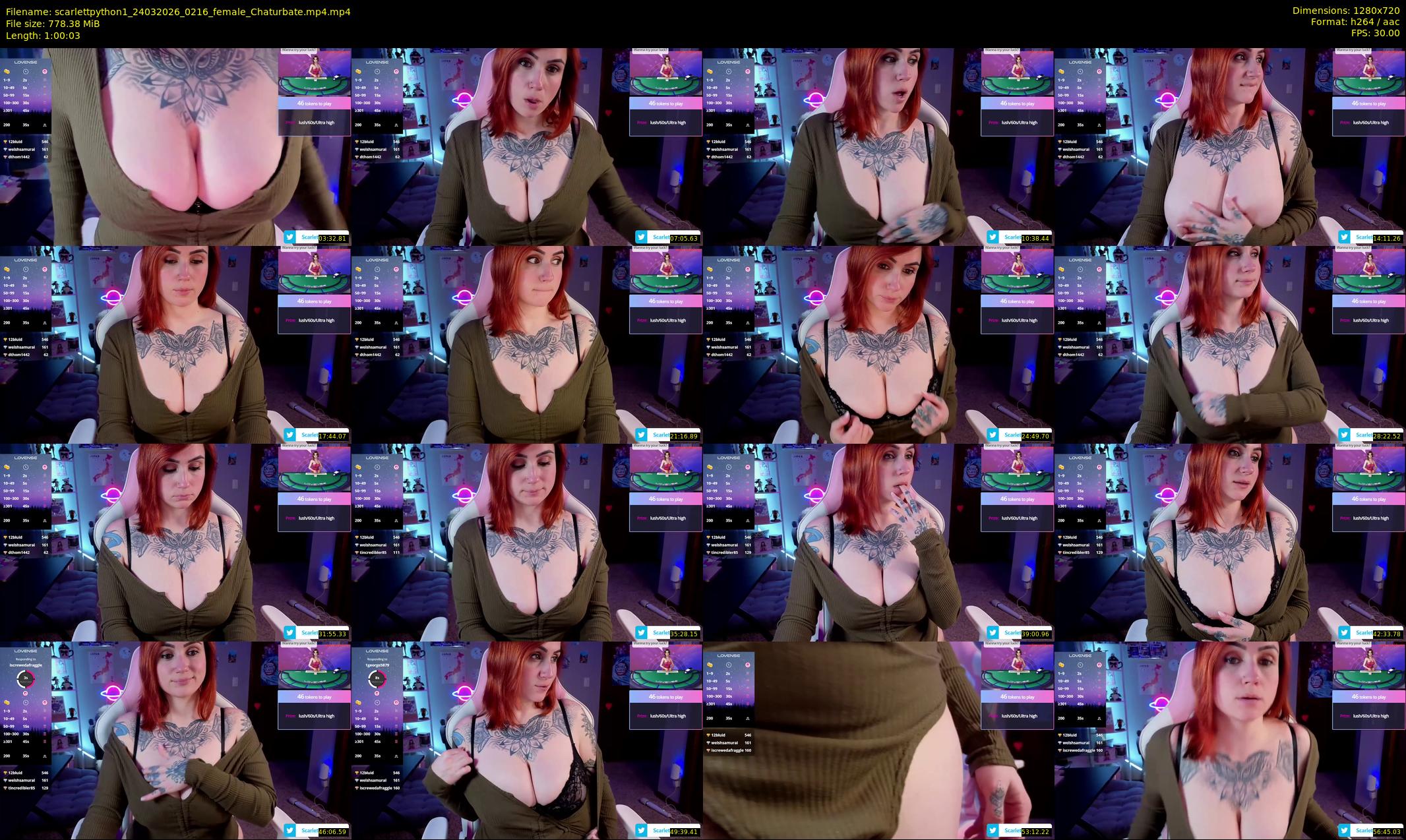 scarlettpython1 — 61 minute Chaturbate female cam show recording, 720p, Mar 24, 2026