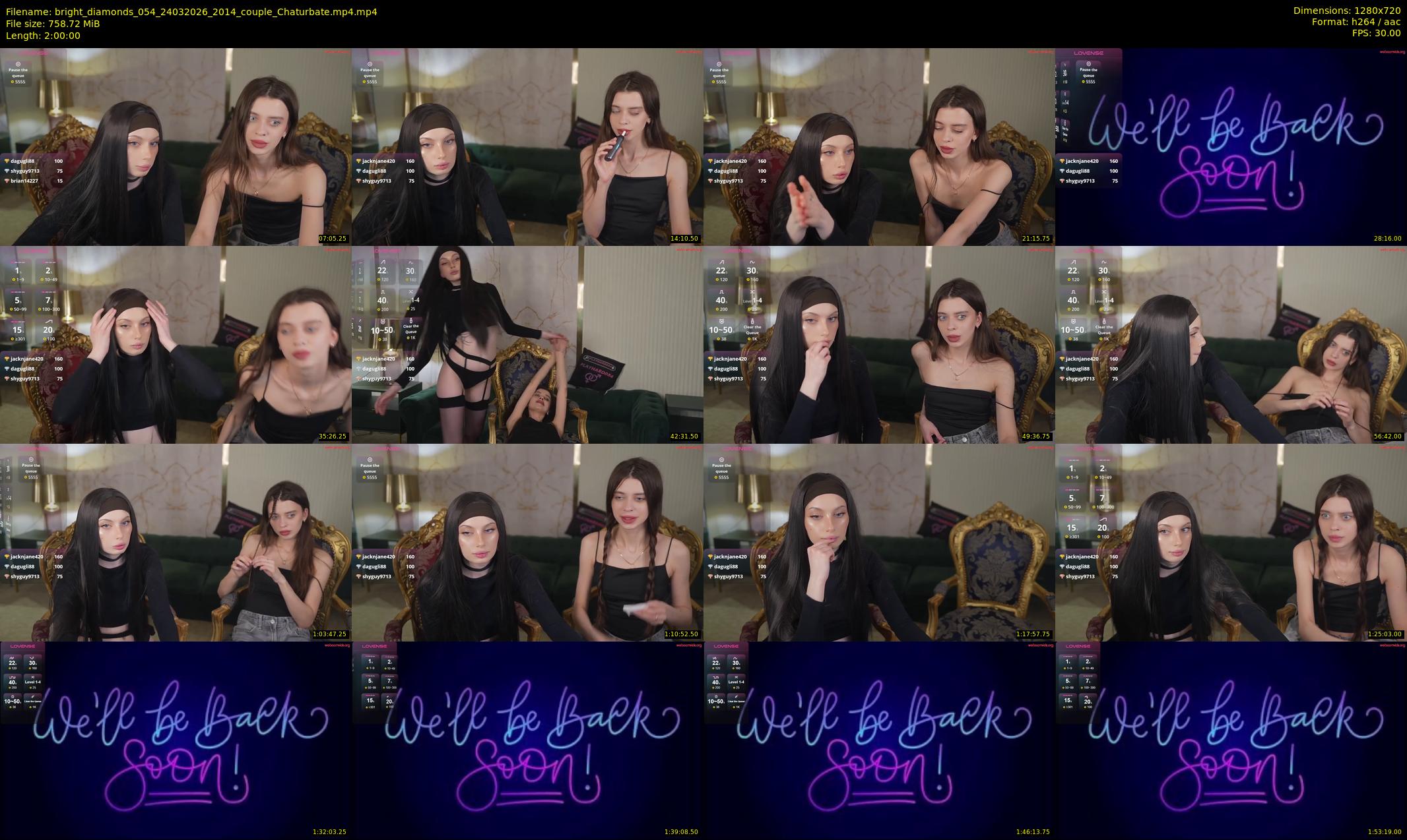 bright_diamonds_054 — 120 minute Chaturbate couple cam show recording, 720p, Mar 24, 2026