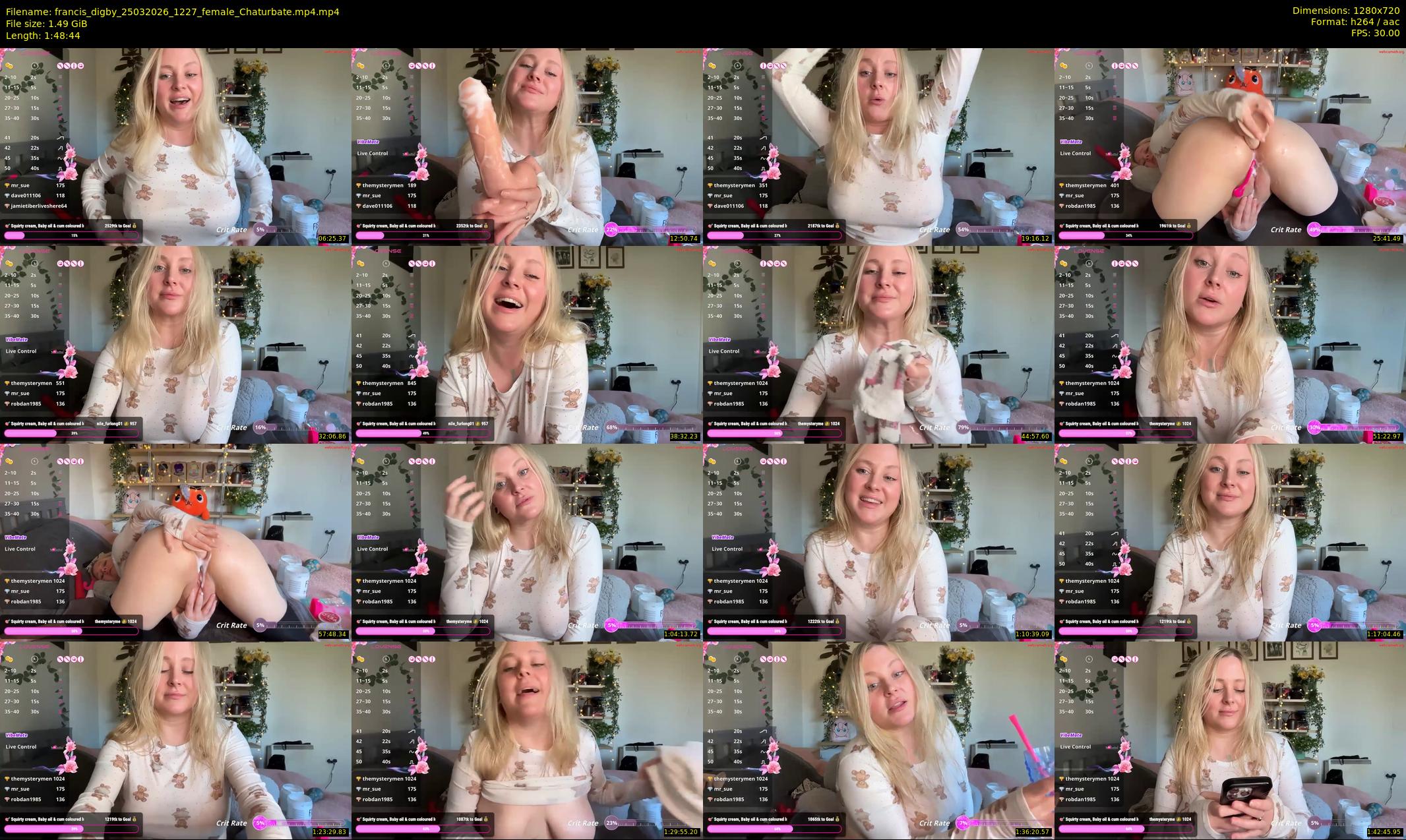 francis_digby — 109 minute Chaturbate female cam show recording, 720p, Mar 25, 2026