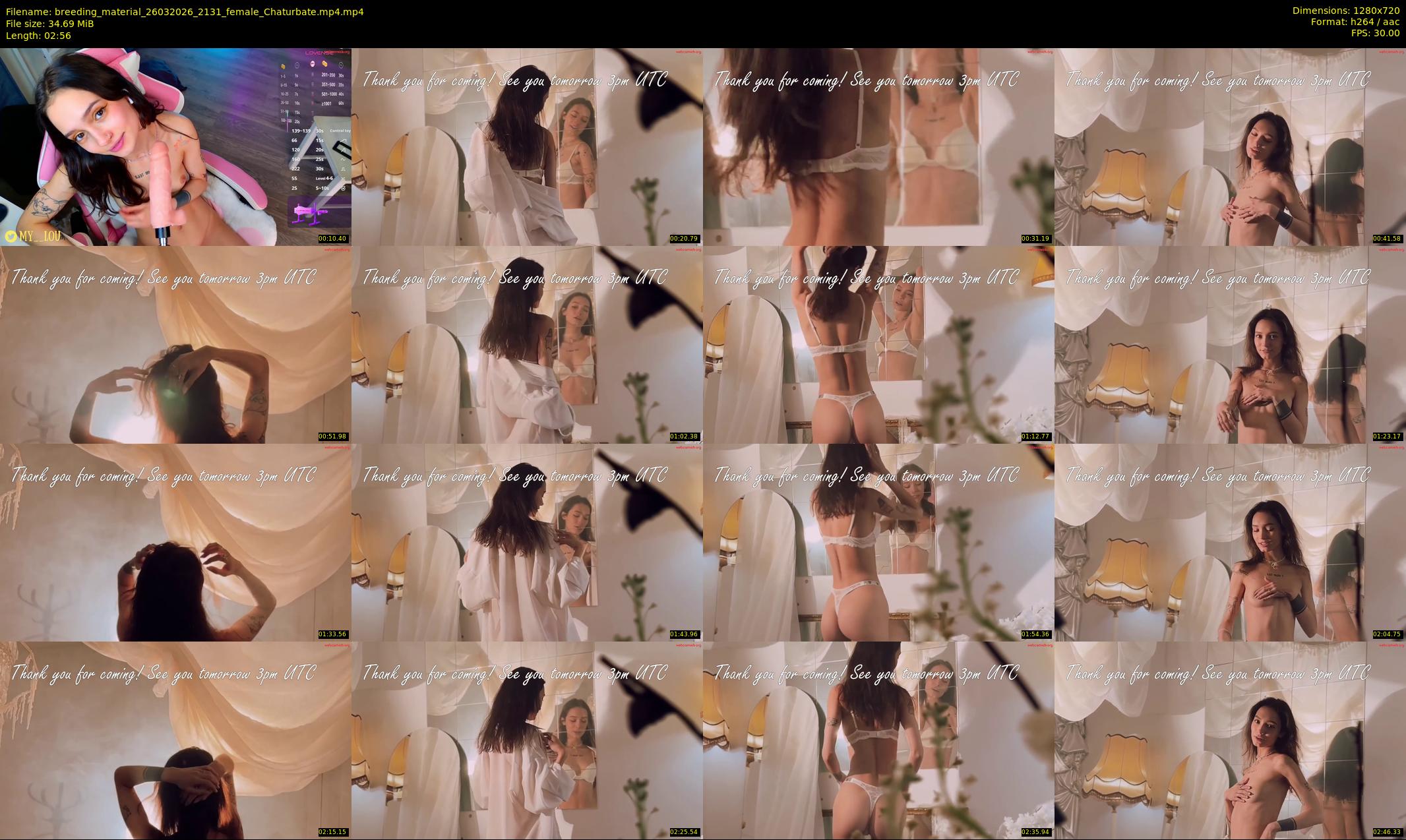 breeding_material — 3 minute Chaturbate female cam show recording, 720p, Mar 26, 2026