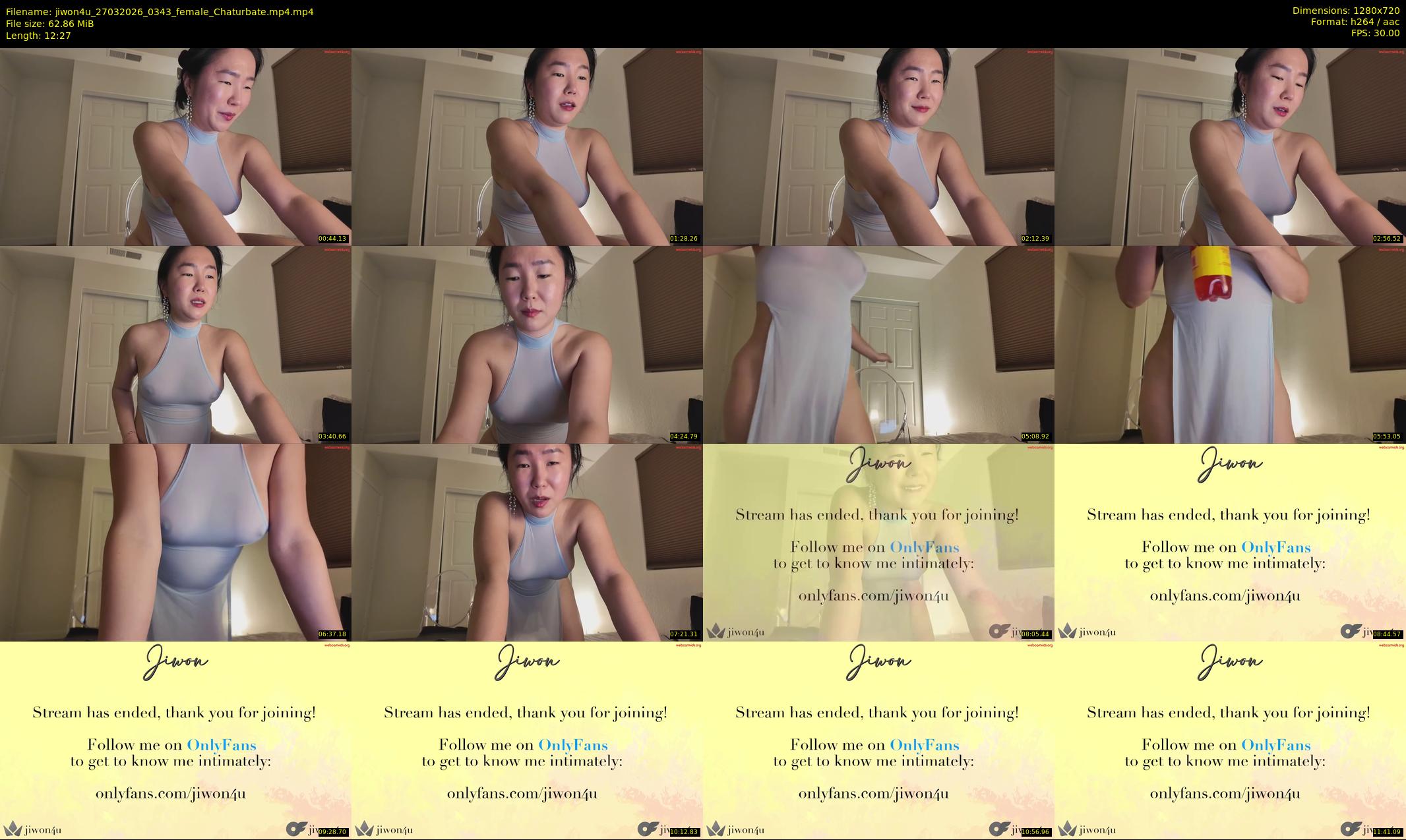 jiwon4u — 13 minute Chaturbate female cam show recording, 720p, Mar 27, 2026