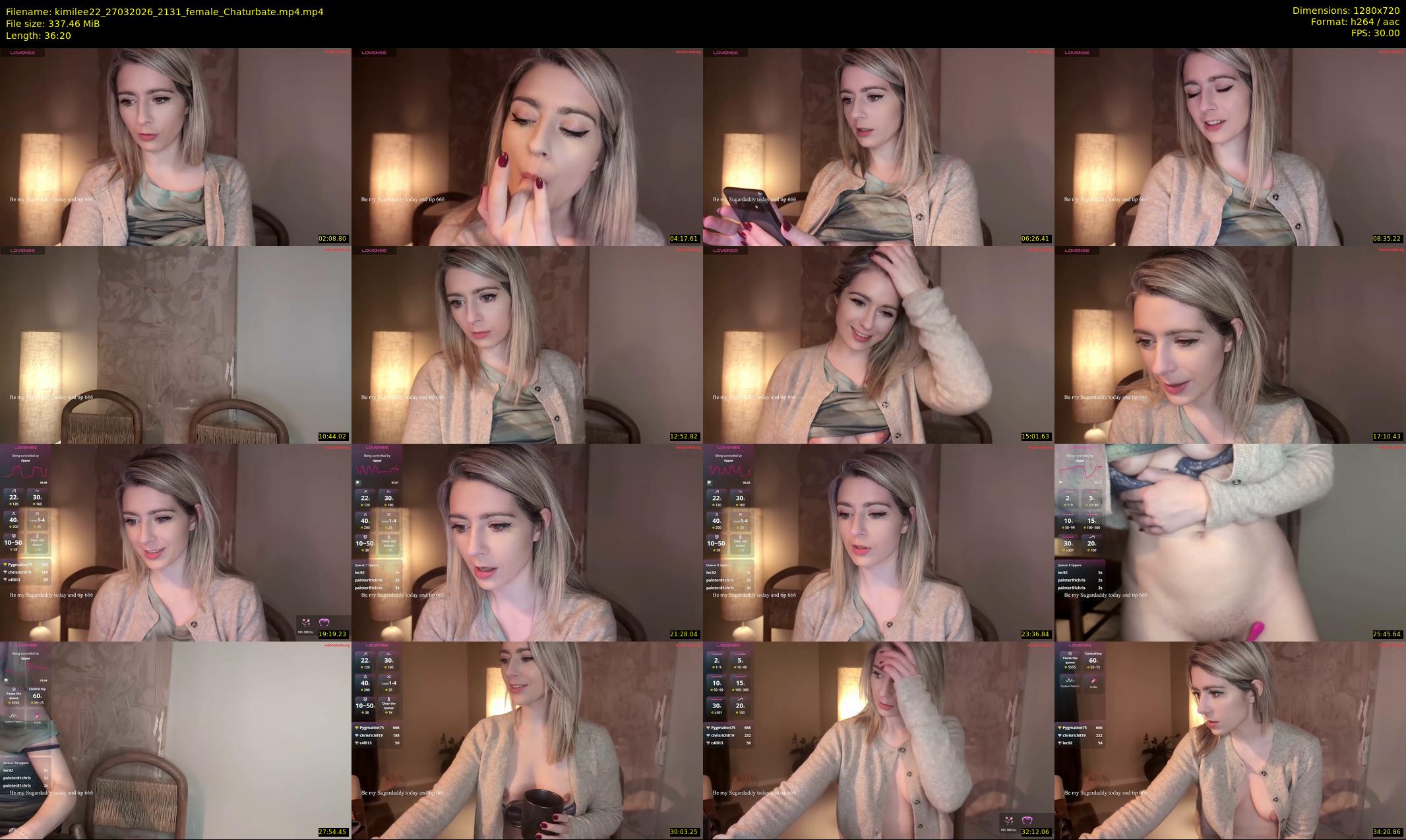kimilee22 — 37 minute Chaturbate female cam show recording, 720p, Mar 27, 2026