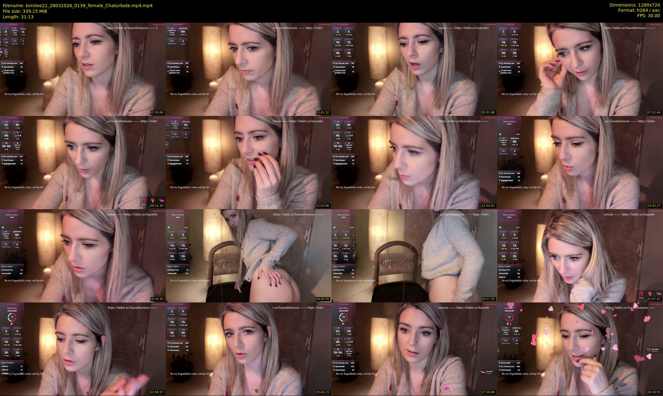 kimilee22 — 32 minute Chaturbate female cam show recording, 720p, Mar 28, 2026