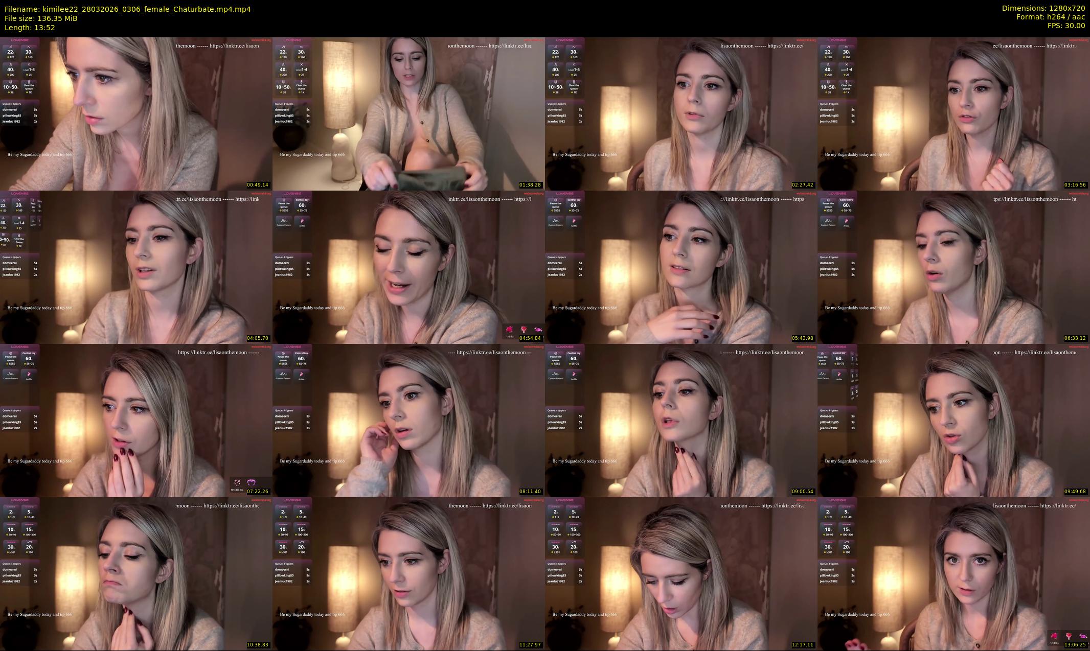 kimilee22 — 14 minute Chaturbate female cam show recording, 720p, Mar 28, 2026