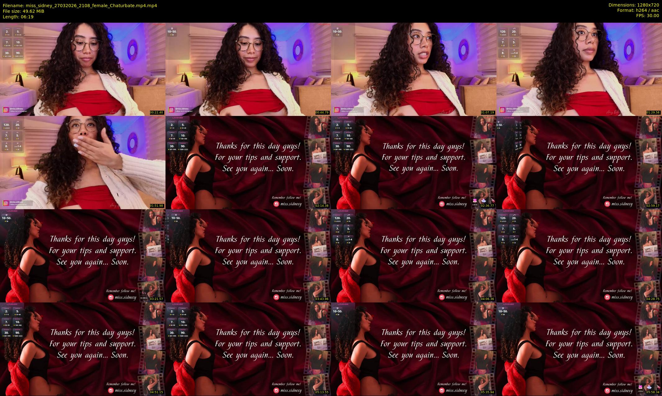 miss_sidney — 7 minute Chaturbate female cam show recording, 720p, Mar 27, 2026