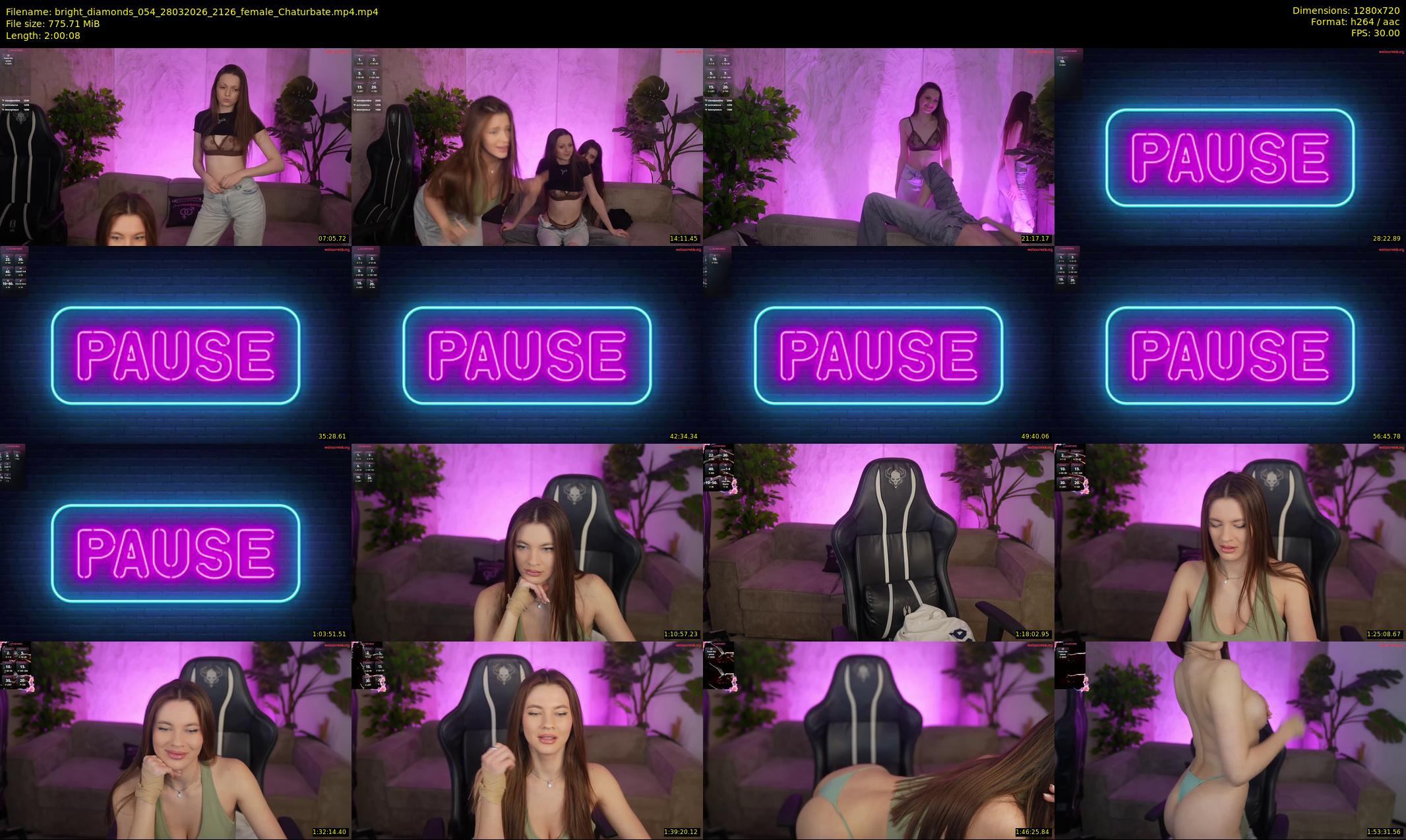 bright_diamonds_054 — 121 minute Chaturbate couple cam show recording, 720p, Mar 28, 2026