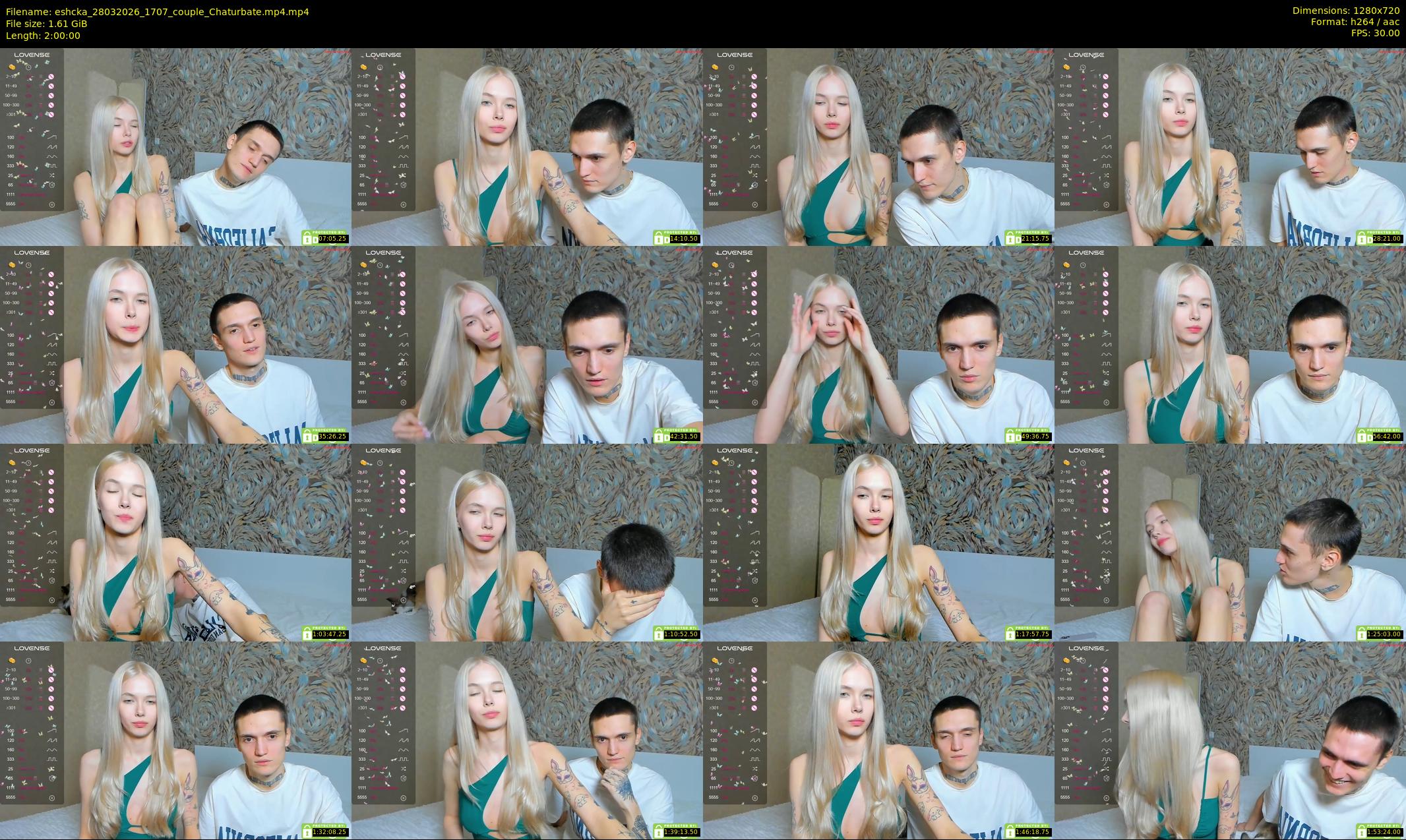 eshcka — 120 minute Chaturbate couple cam show recording, 720p, Mar 28, 2026