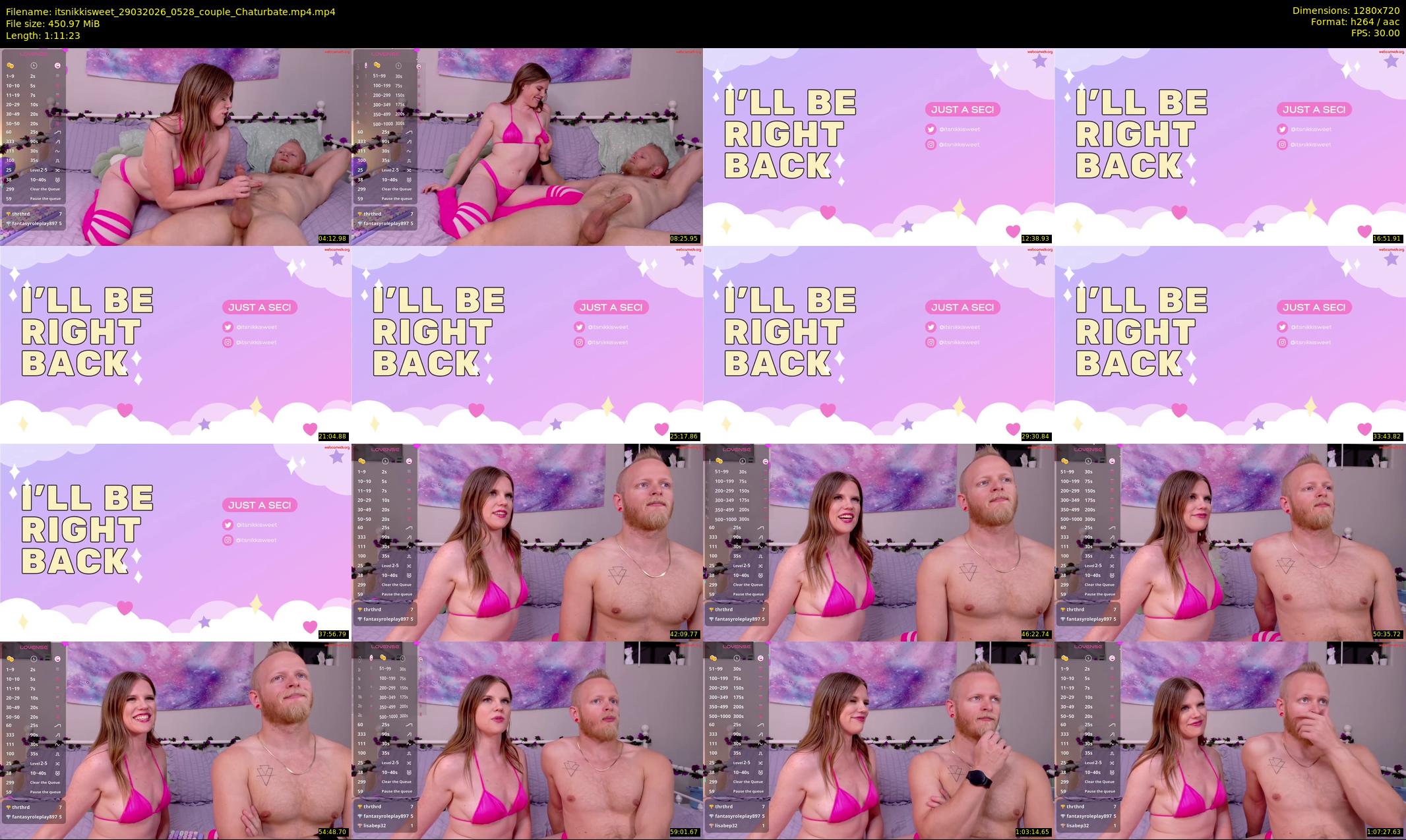 itsnikkisweet — 72 minute Chaturbate couple cam show recording, 720p, Mar 29, 2026