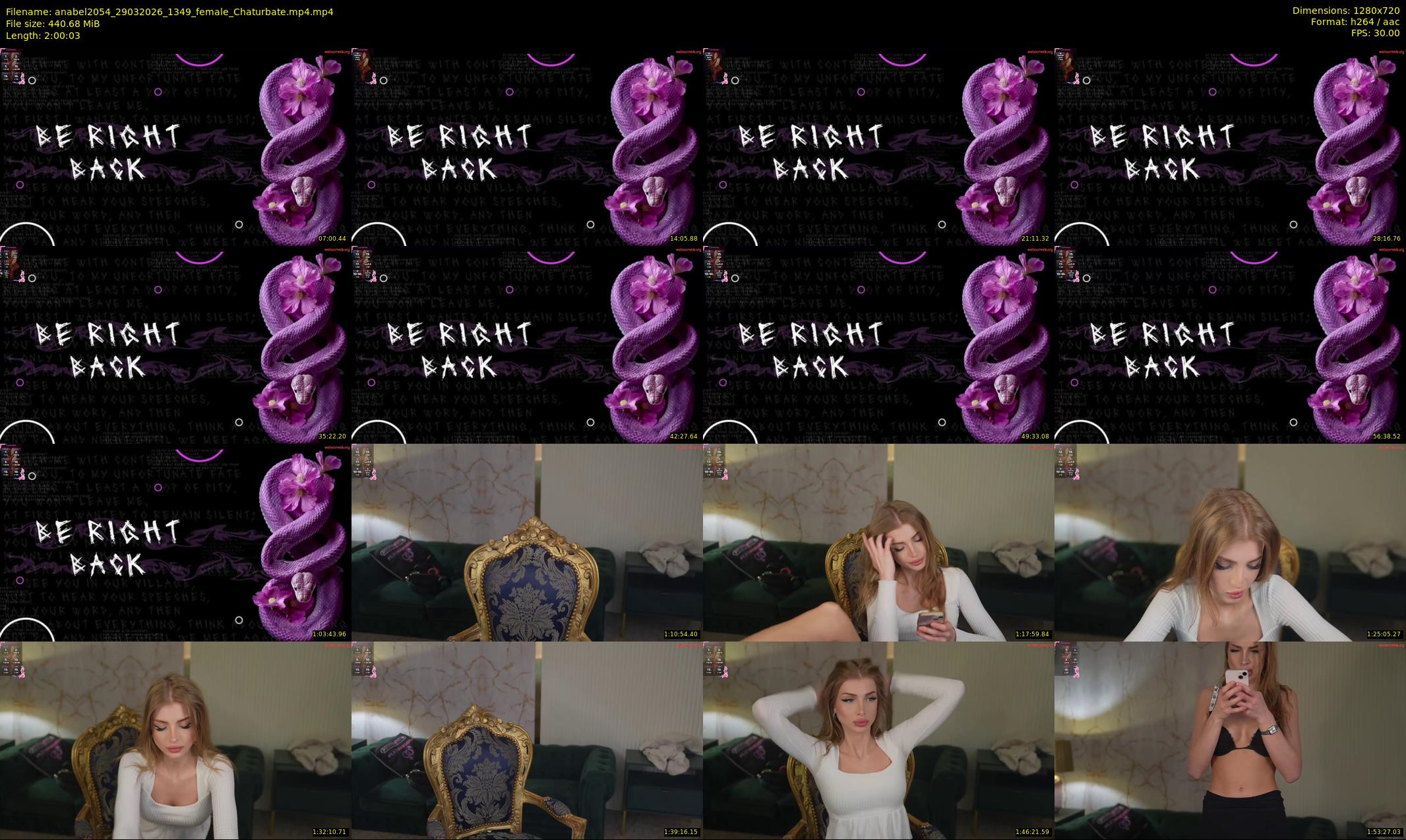 anabel2054 — 121 minute Chaturbate female cam show recording, 720p, Mar 29, 2026