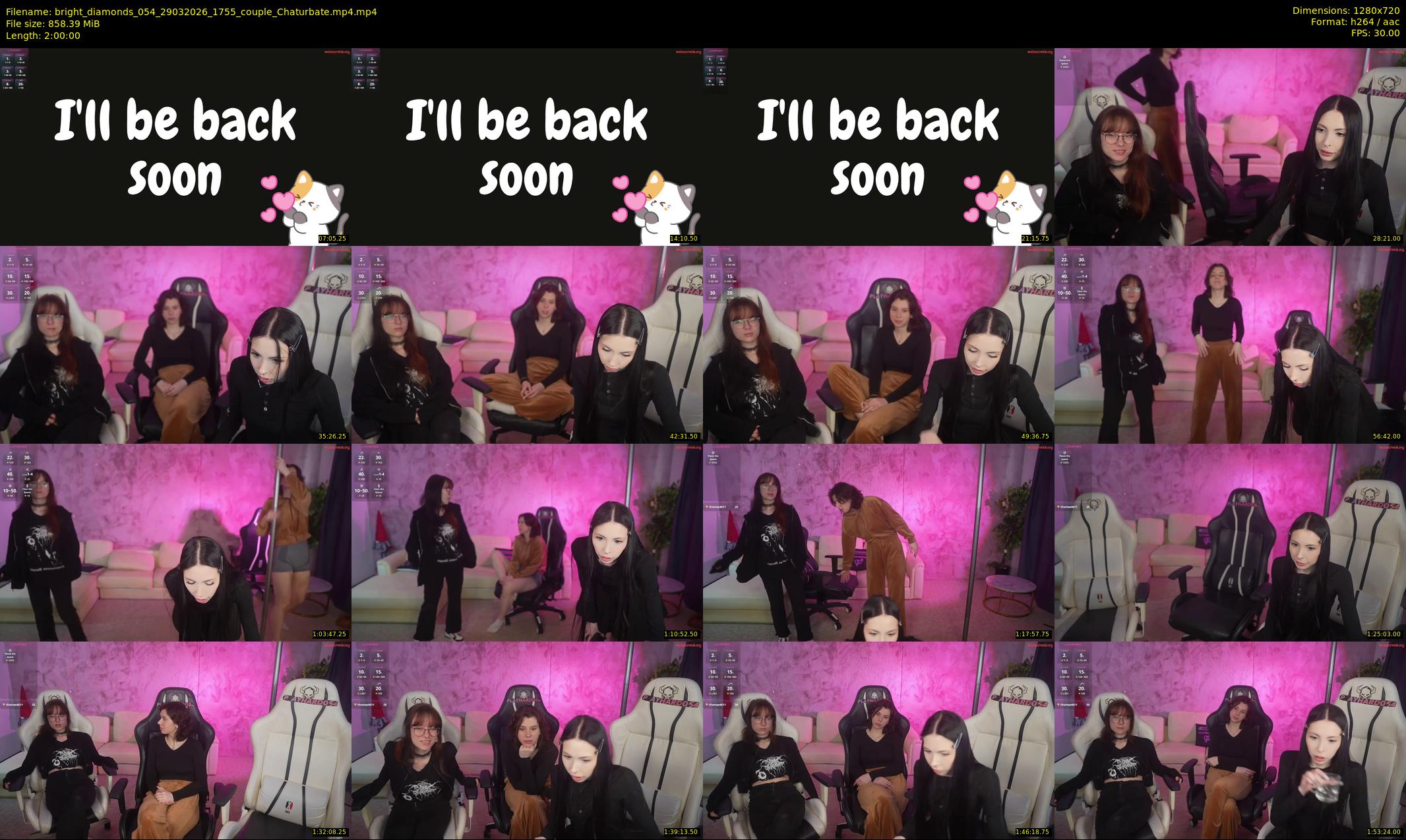 bright_diamonds_054 — 120 minute Chaturbate couple cam show recording, 720p, Mar 29, 2026