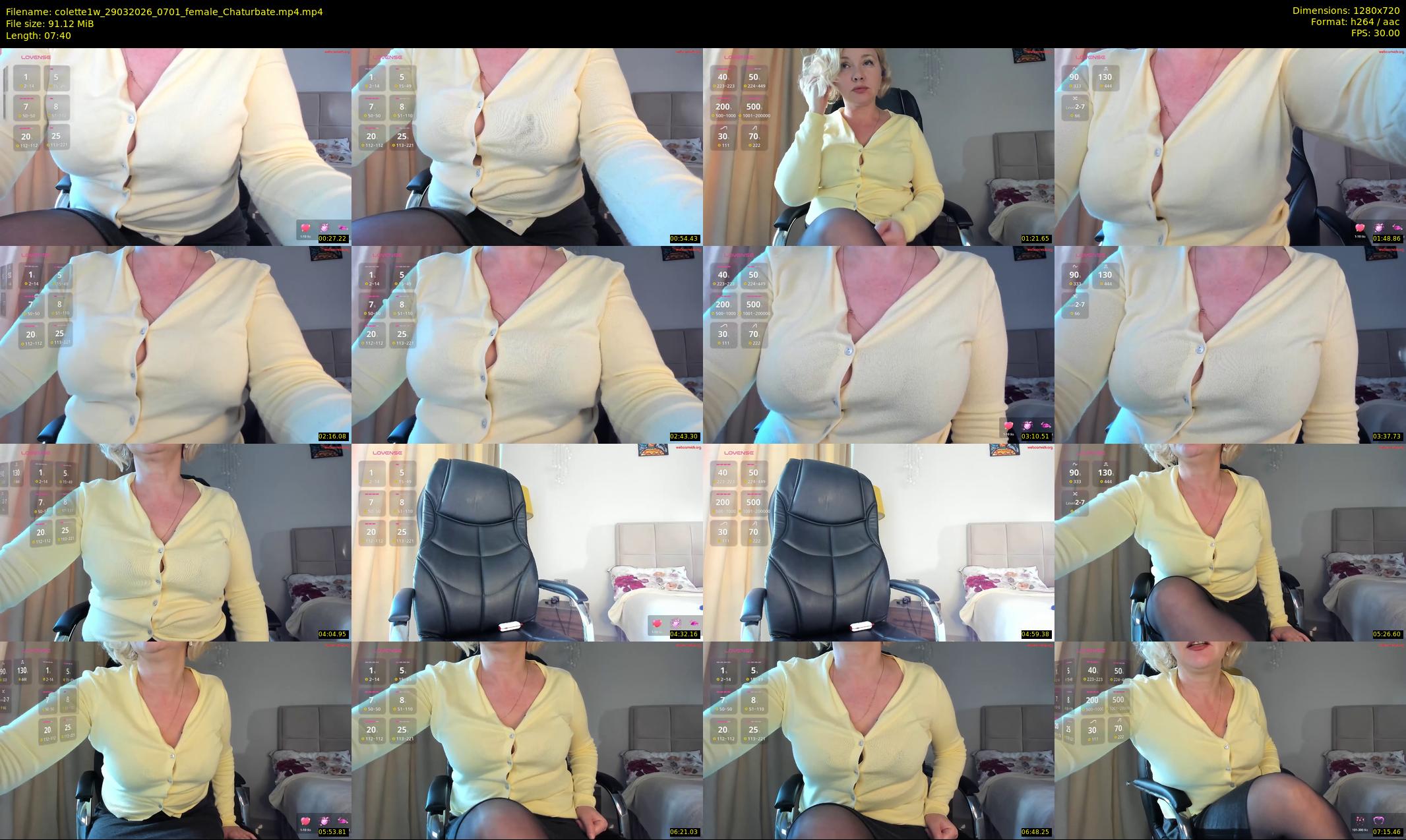 colette1w — 8 minute Chaturbate female cam show recording, 720p, Mar 29, 2026