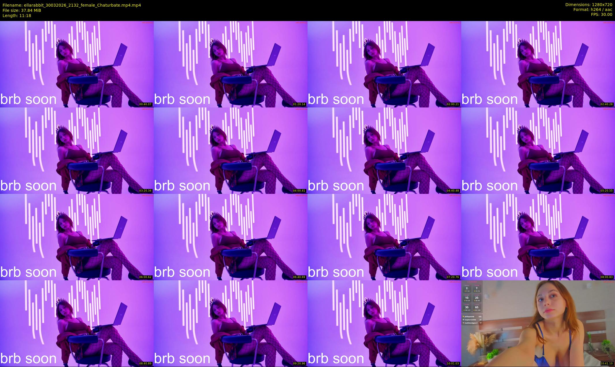 ellarabbit — 12 minute Chaturbate female cam show recording, 720p, Mar 30, 2026