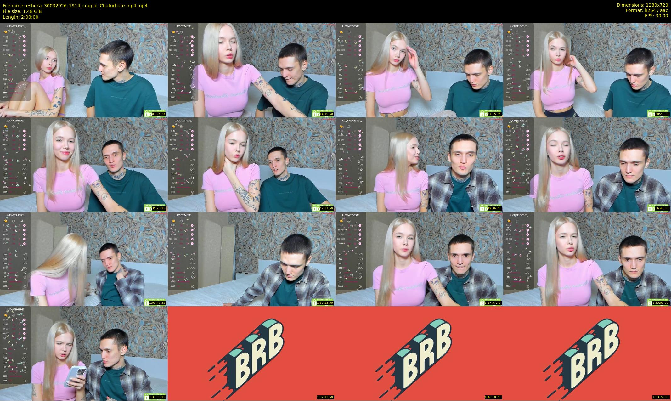 eshcka — 120 minute Chaturbate couple cam show recording, 720p, Mar 30, 2026
