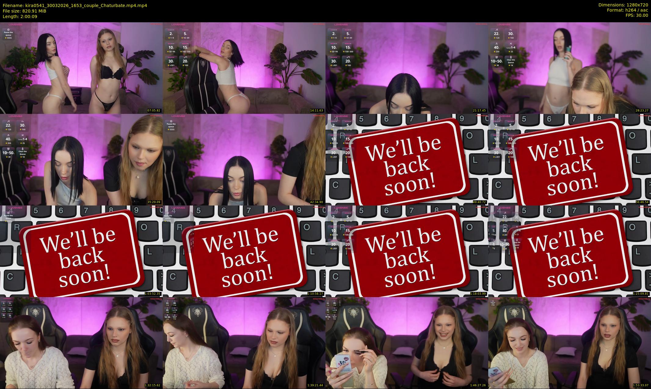 kira0541 — 121 minute Chaturbate couple cam show recording, 720p, Mar 30, 2026
