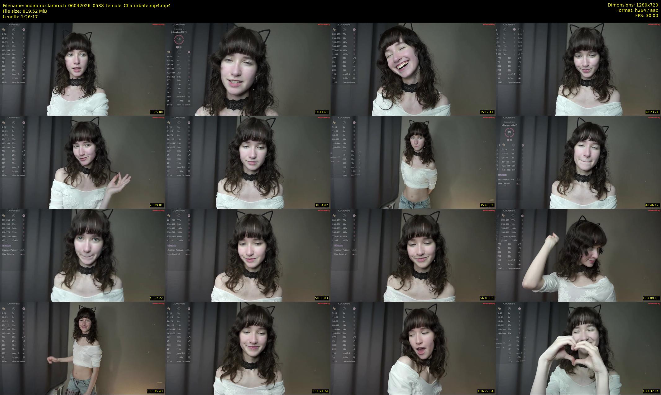 indiramcclamroch — 87 minute Chaturbate female cam show recording, 720p, Apr 6, 2026