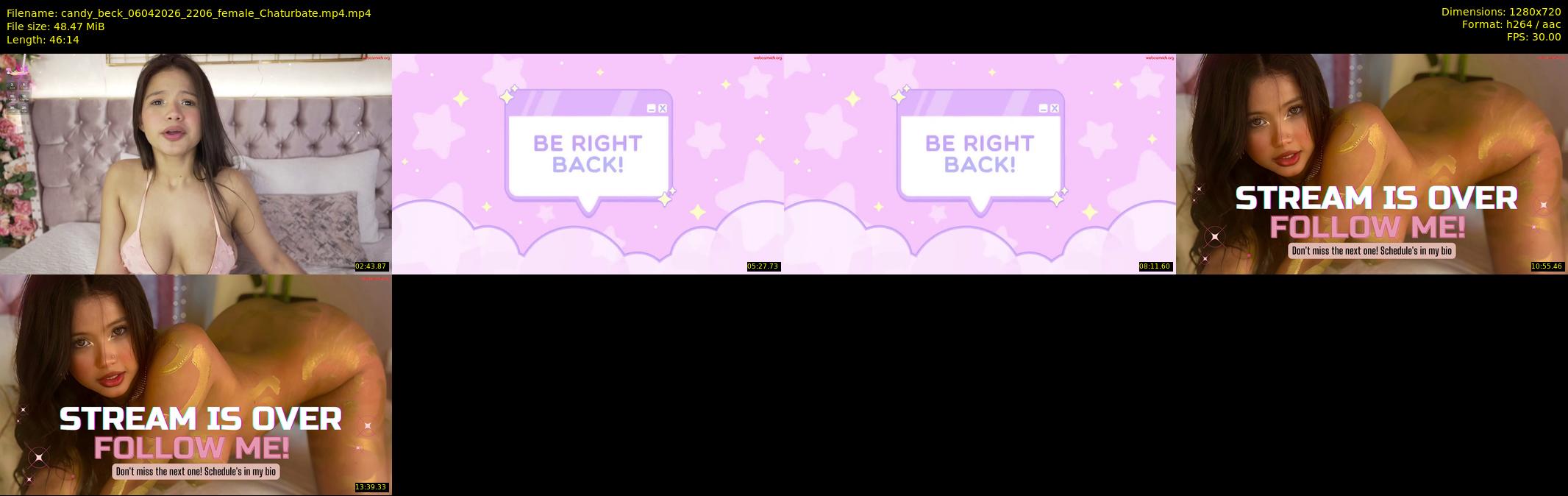 candy_beck — 47 minute Chaturbate female cam show recording, 720p, Apr 6, 2026