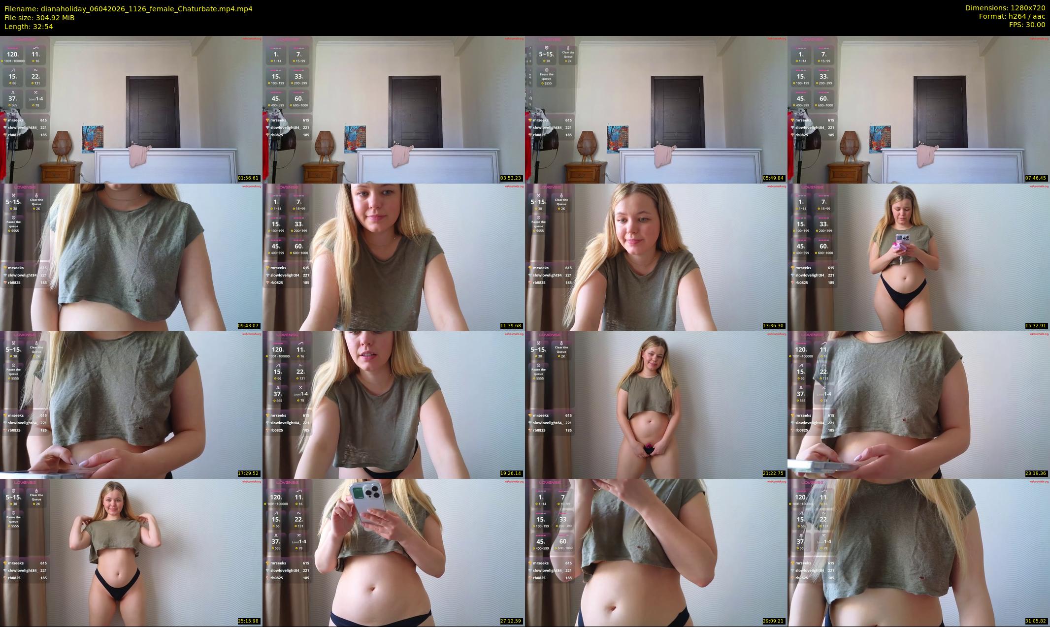 dianaholiday — 33 minute Chaturbate female cam show recording, 720p, Apr 6, 2026
