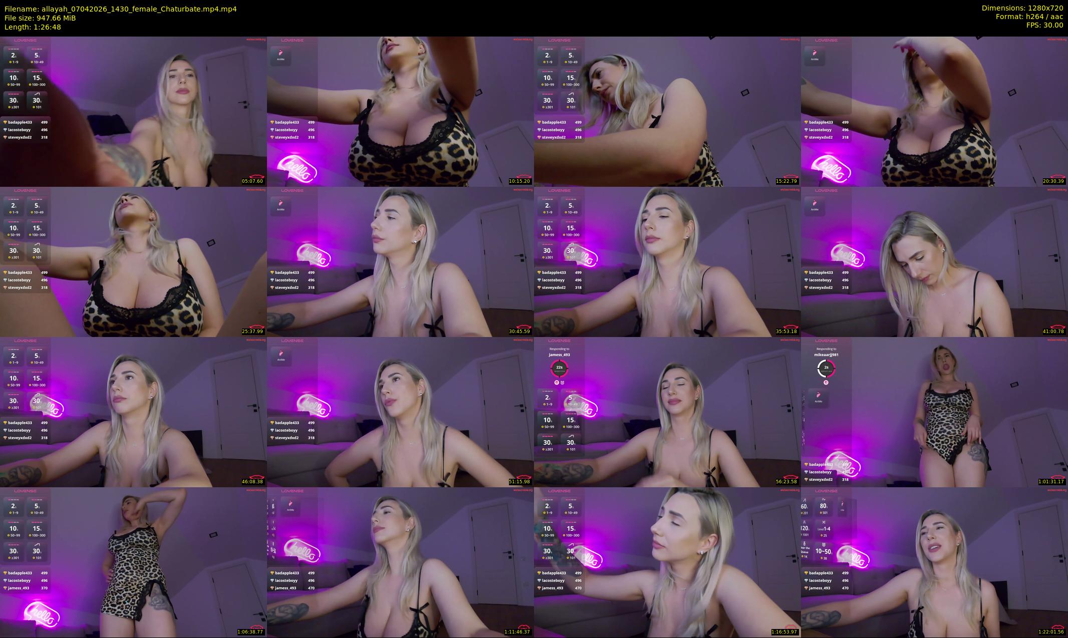 allayah — 87 minute Chaturbate female cam show recording, 720p, Apr 7, 2026